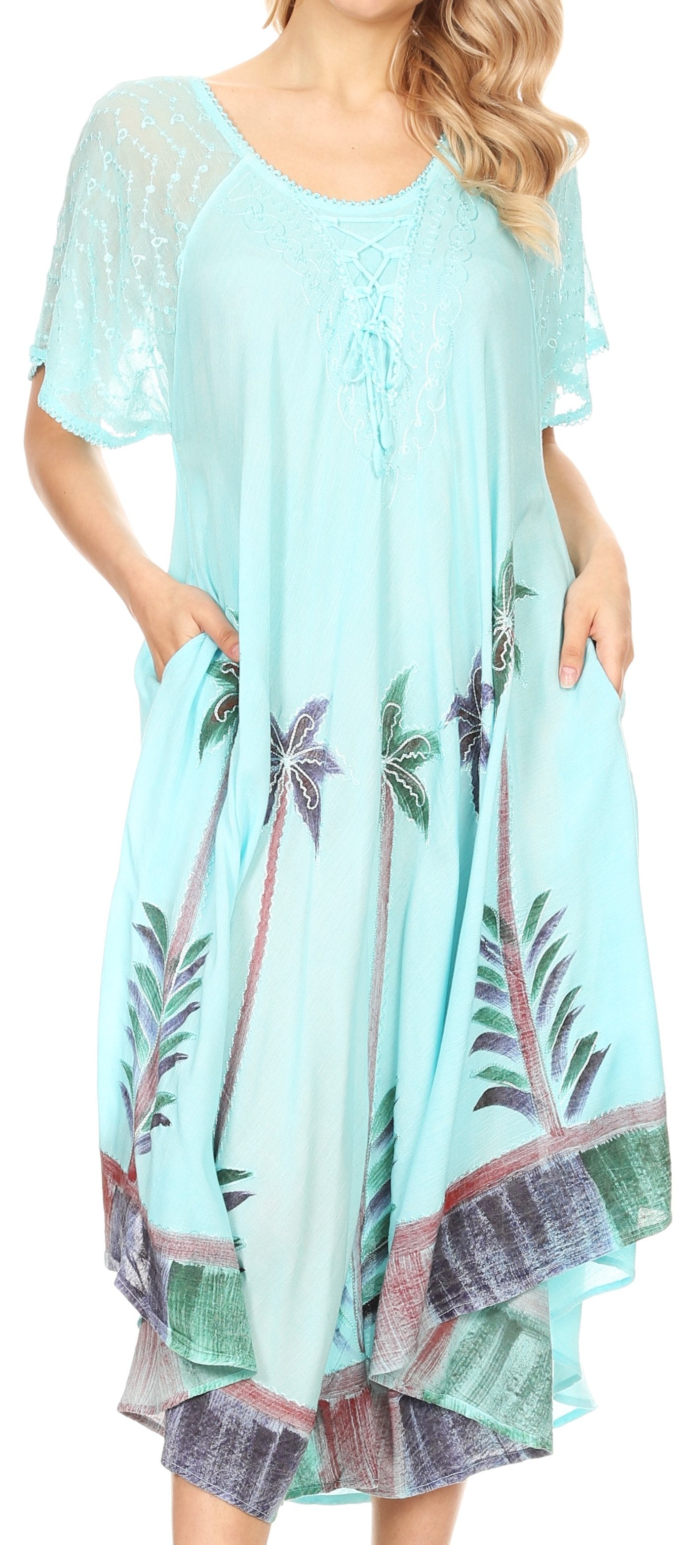 Sakkas Kai Palm Tree Caftan Tank Dress / Cover Up - Concordia Style Boutique