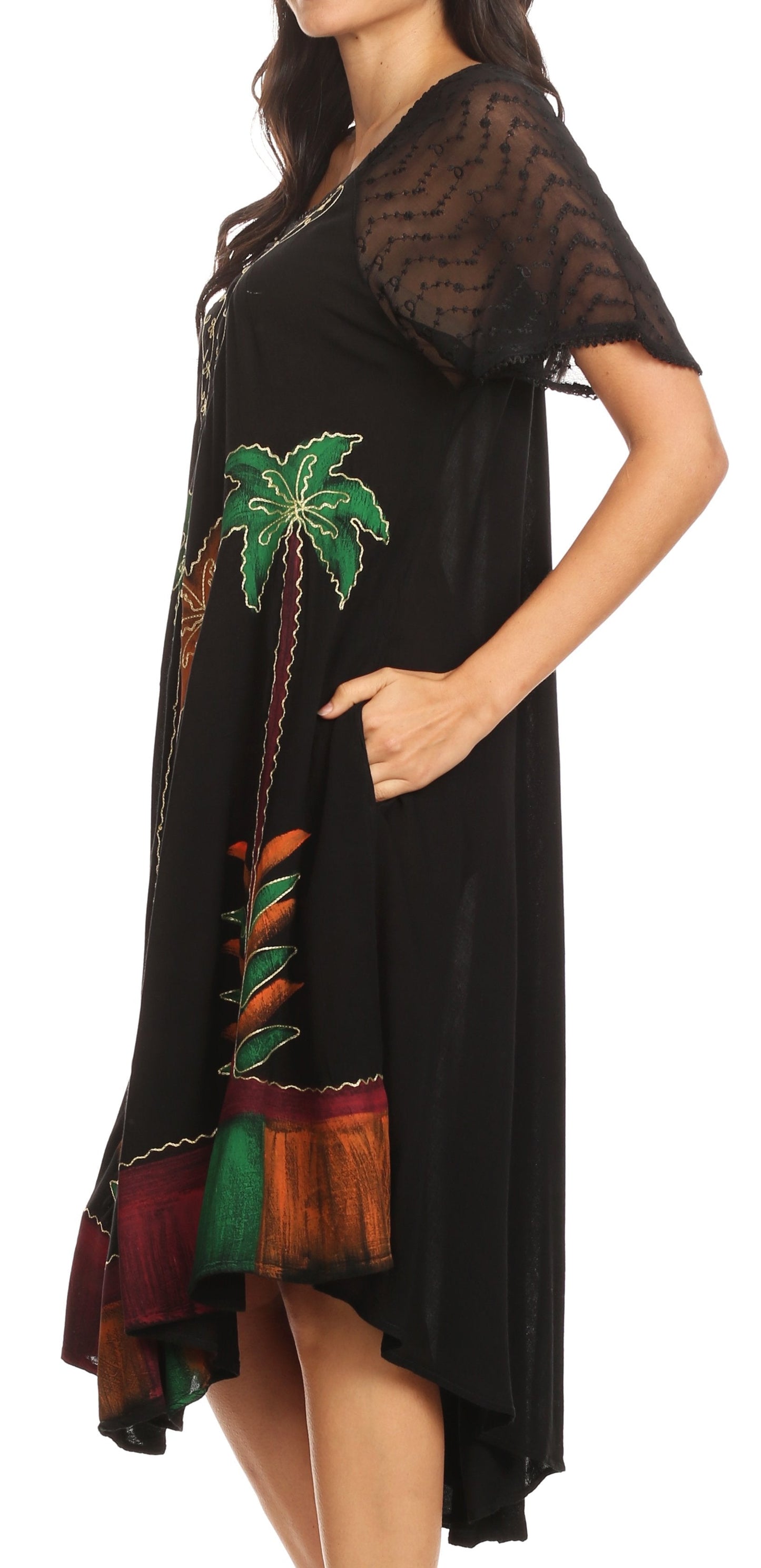 Sakkas Kai Palm Tree Caftan Tank Dress / Cover Up - Concordia Style Boutique