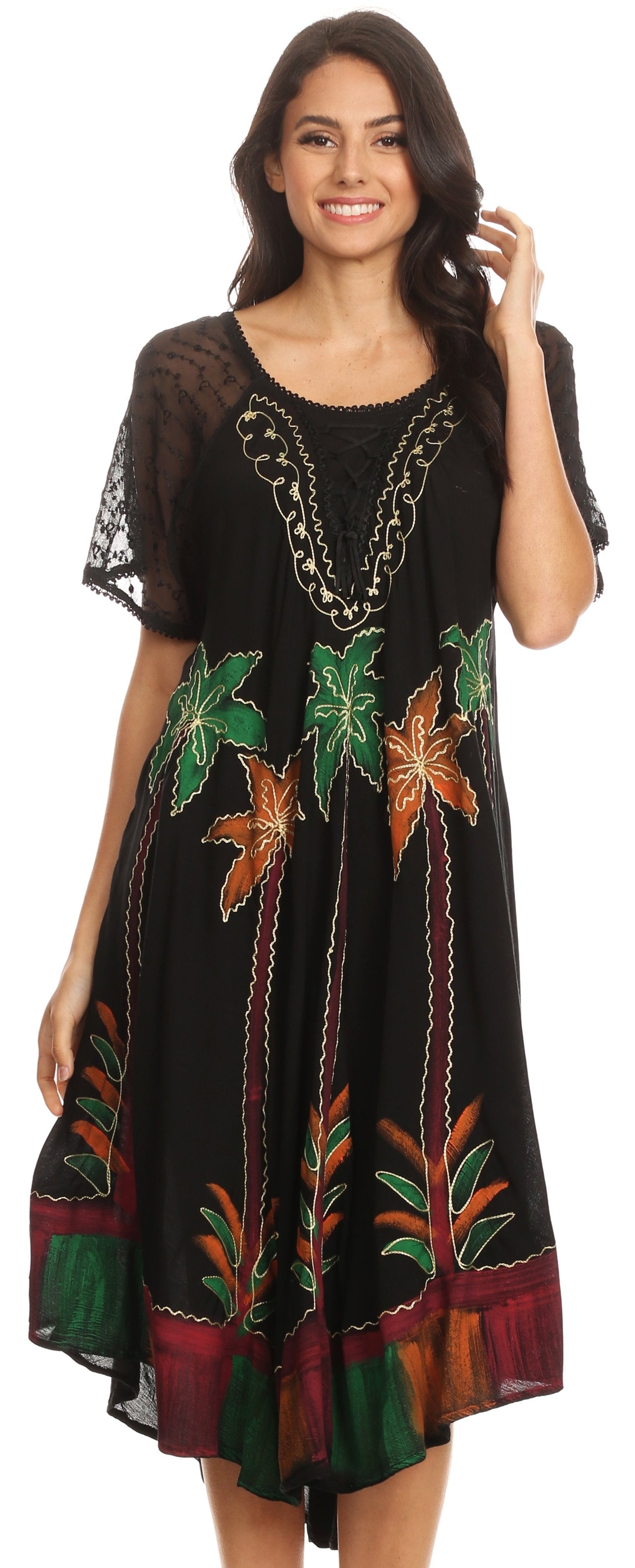 Sakkas Kai Palm Tree Caftan Tank Dress / Cover Up - Concordia Style Boutique