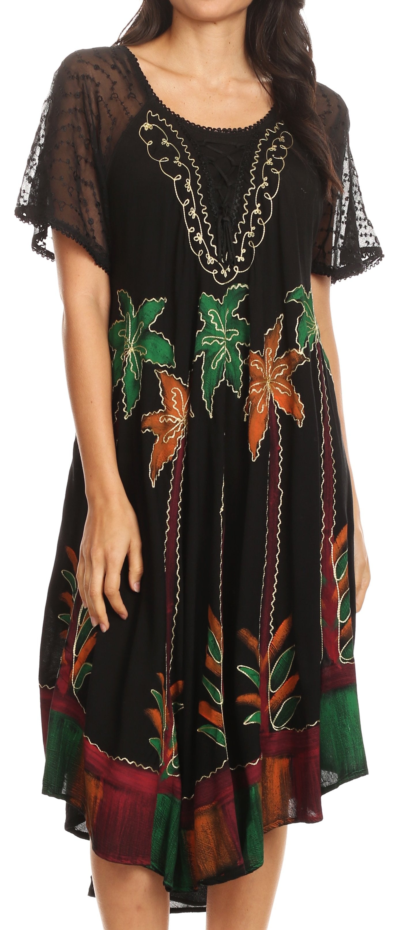 Sakkas Kai Palm Tree Caftan Tank Dress / Cover Up - Concordia Style Boutique