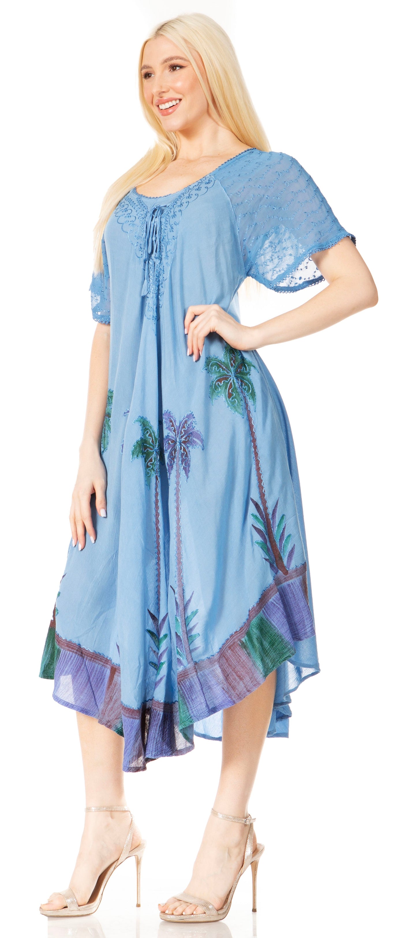 Sakkas Kai Palm Tree Caftan Tank Dress / Cover Up - Concordia Style Boutique