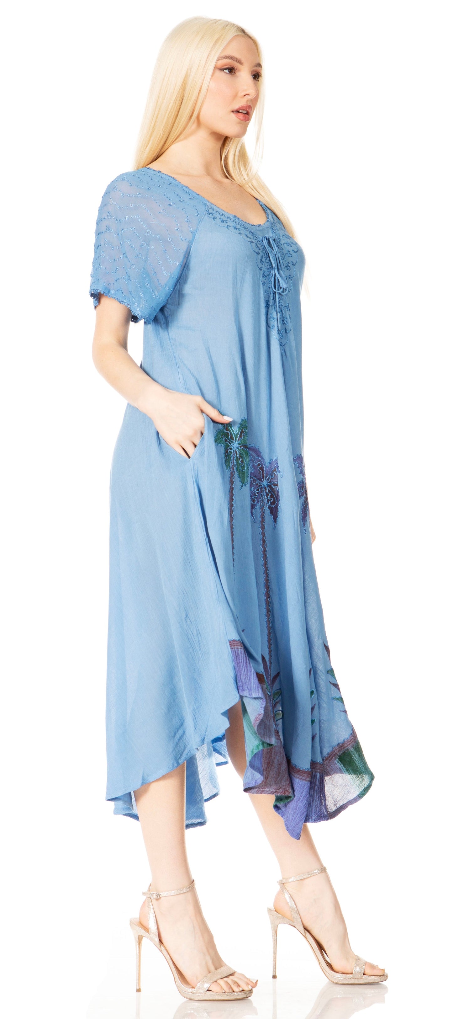 Sakkas Kai Palm Tree Caftan Tank Dress / Cover Up - Concordia Style Boutique