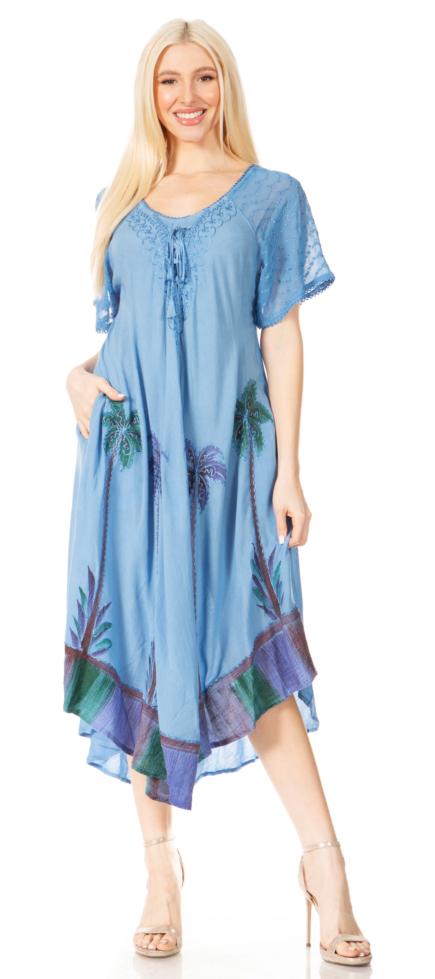 Sakkas Kai Palm Tree Caftan Tank Dress / Cover Up - Concordia Style Boutique