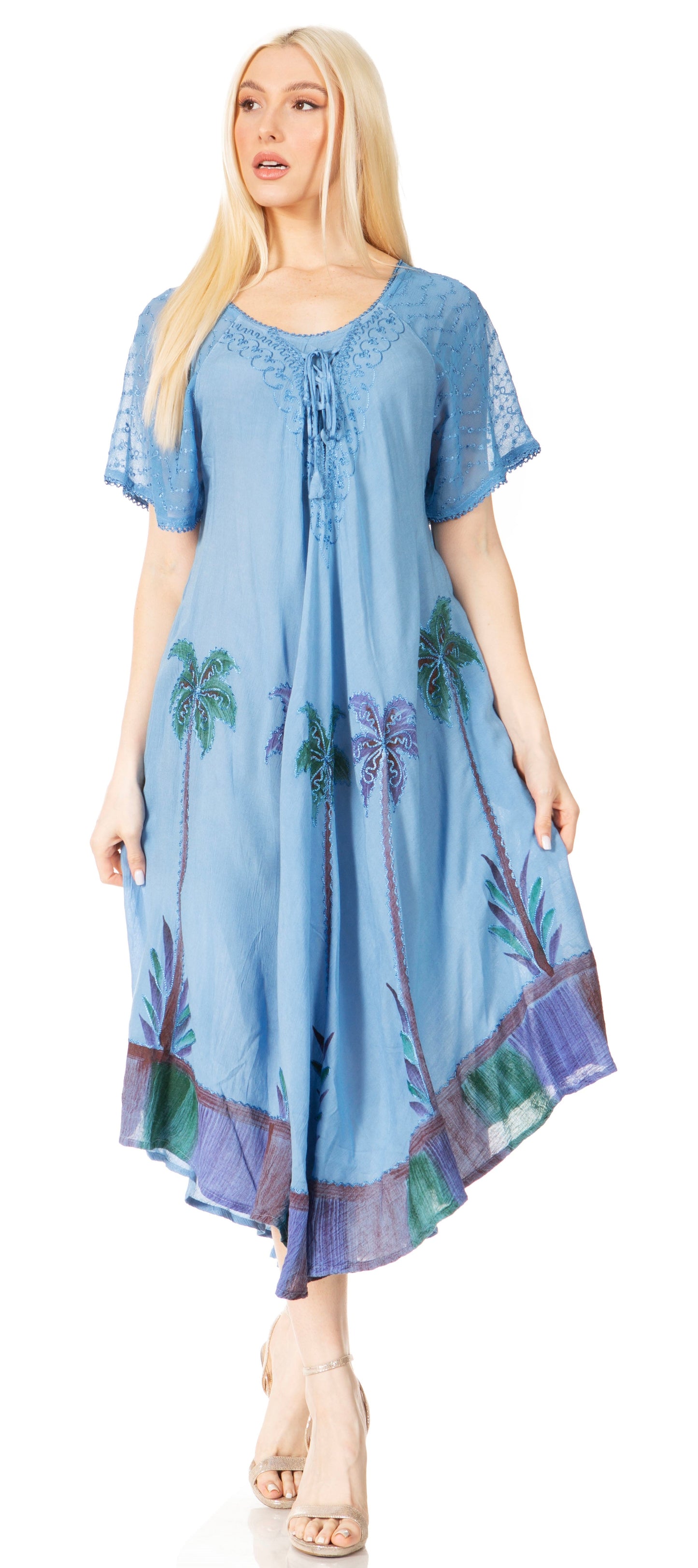 Sakkas Kai Palm Tree Caftan Tank Dress / Cover Up - Concordia Style Boutique