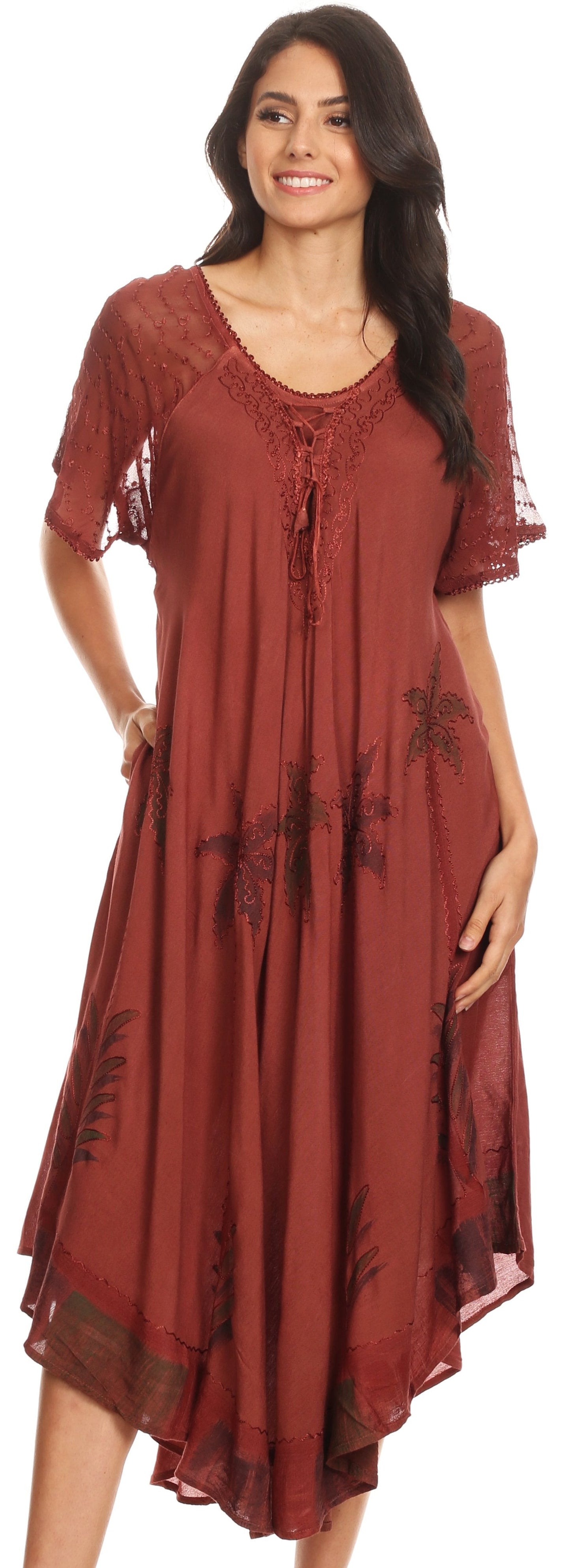 Sakkas Kai Palm Tree Caftan Tank Dress / Cover Up - Concordia Style Boutique