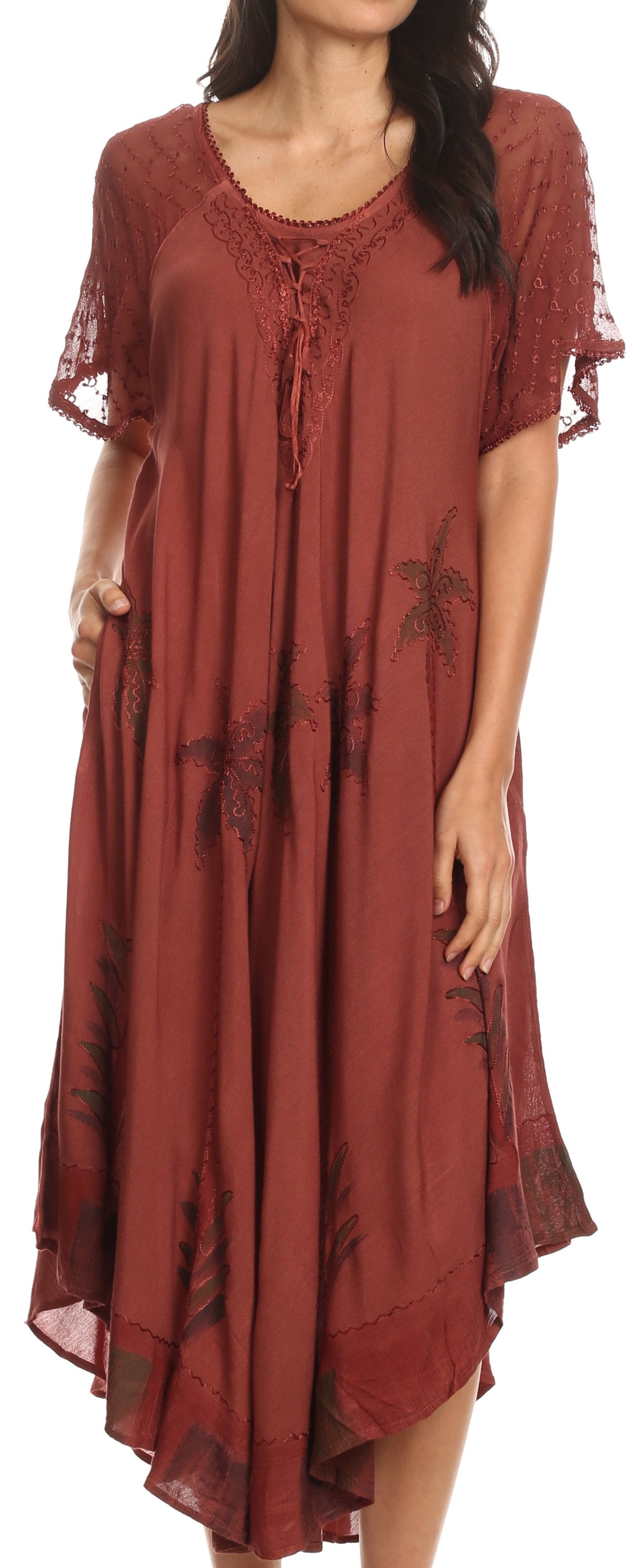 Sakkas Kai Palm Tree Caftan Tank Dress / Cover Up - Concordia Style Boutique