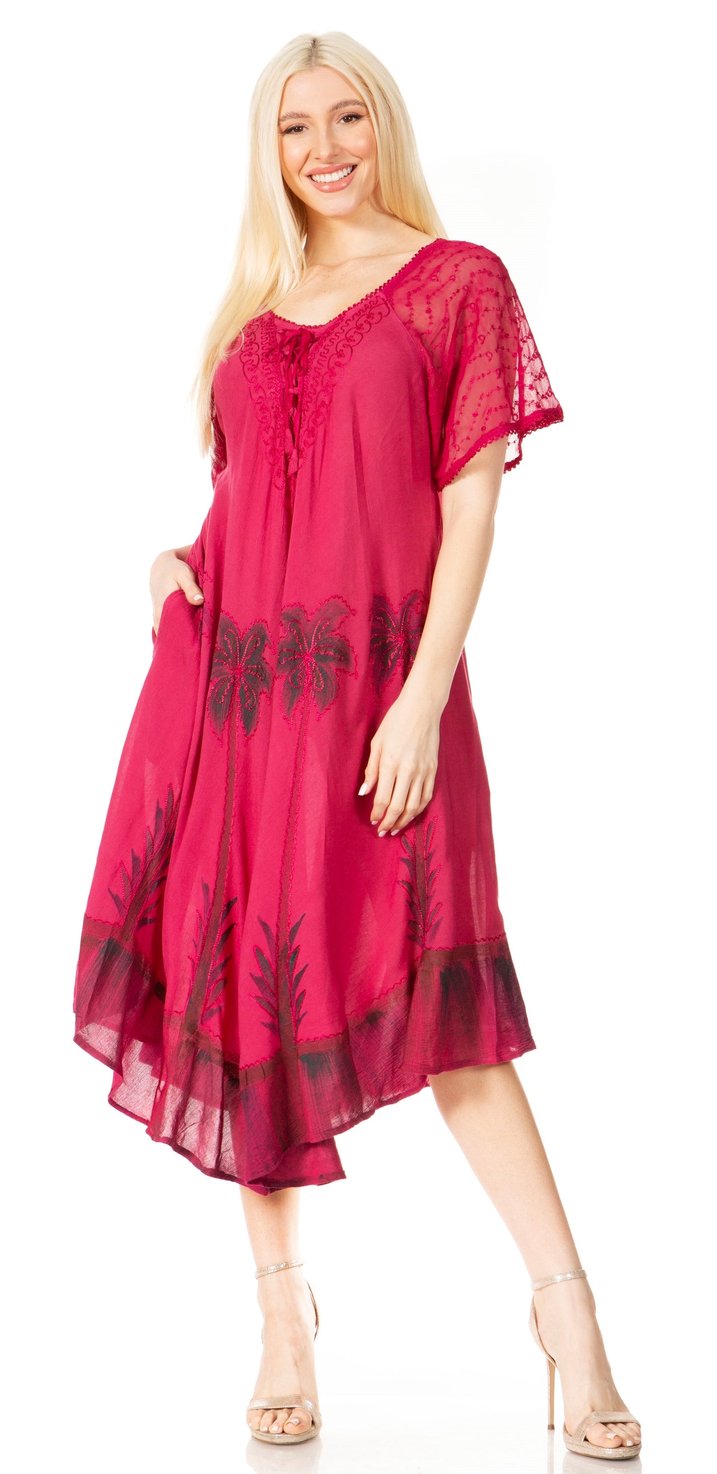 Sakkas Kai Palm Tree Caftan Tank Dress / Cover Up - Concordia Style Boutique