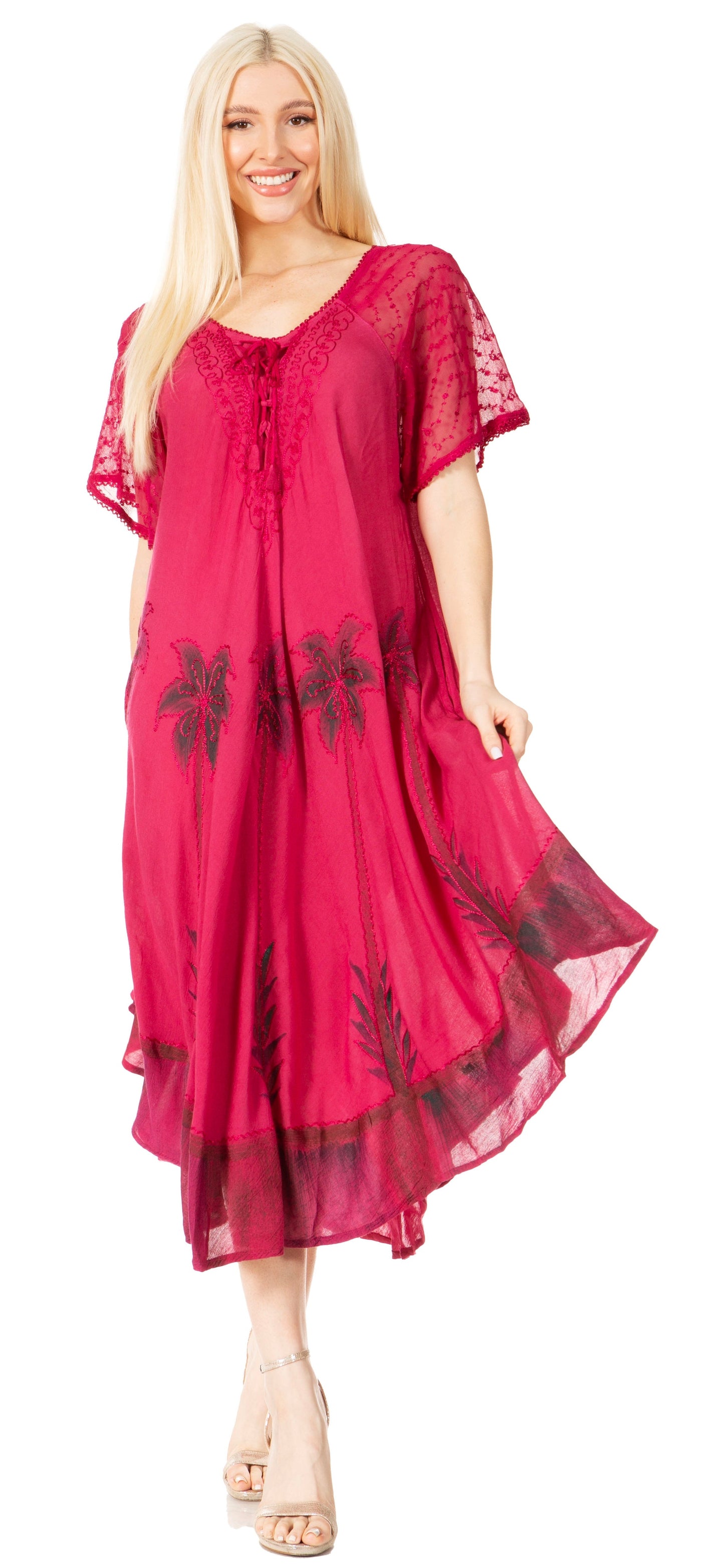 Sakkas Kai Palm Tree Caftan Tank Dress / Cover Up - Concordia Style Boutique