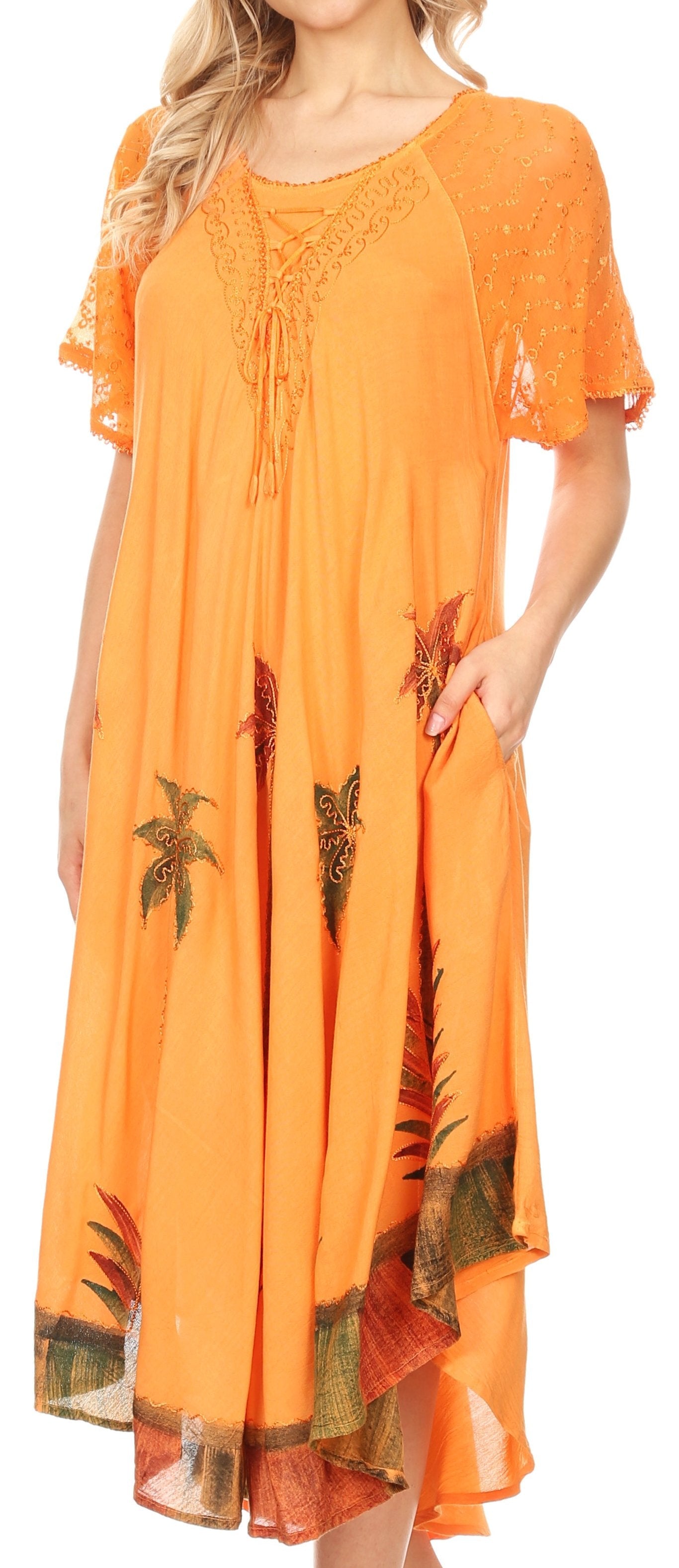 Sakkas Kai Palm Tree Caftan Tank Dress / Cover Up - Concordia Style Boutique