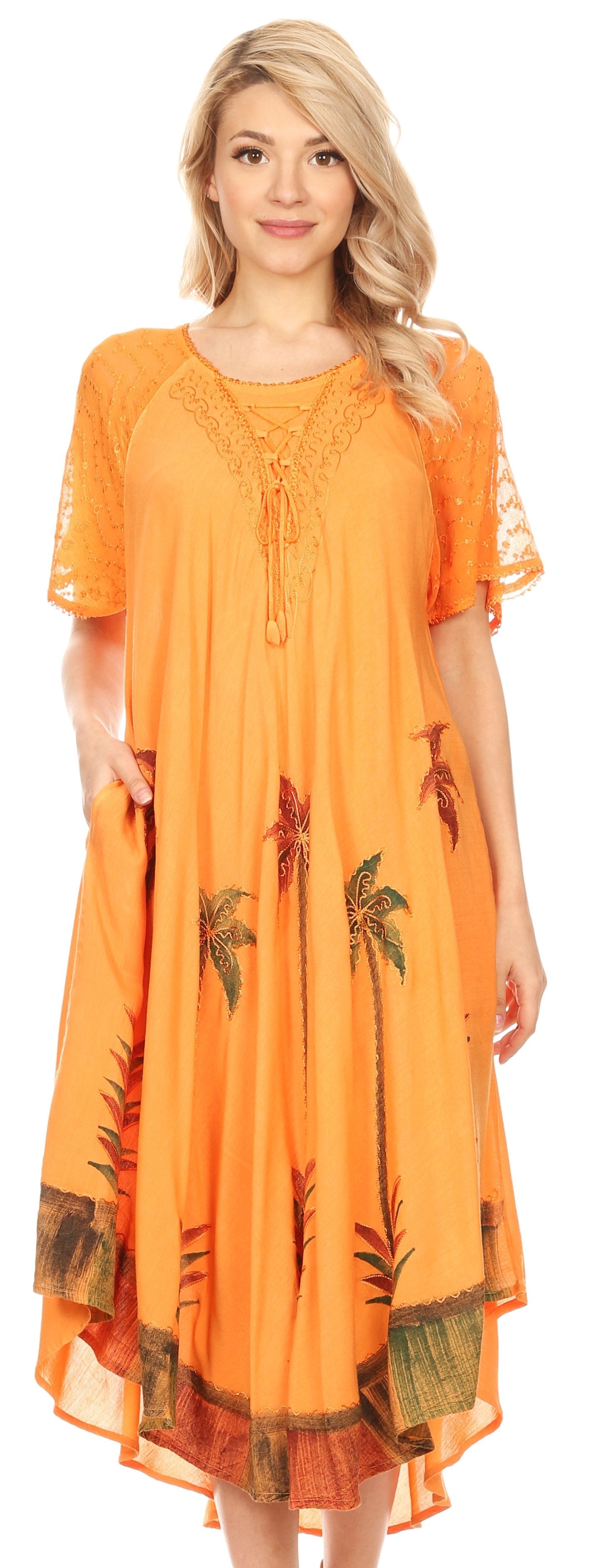 Sakkas Kai Palm Tree Caftan Tank Dress / Cover Up - Concordia Style Boutique