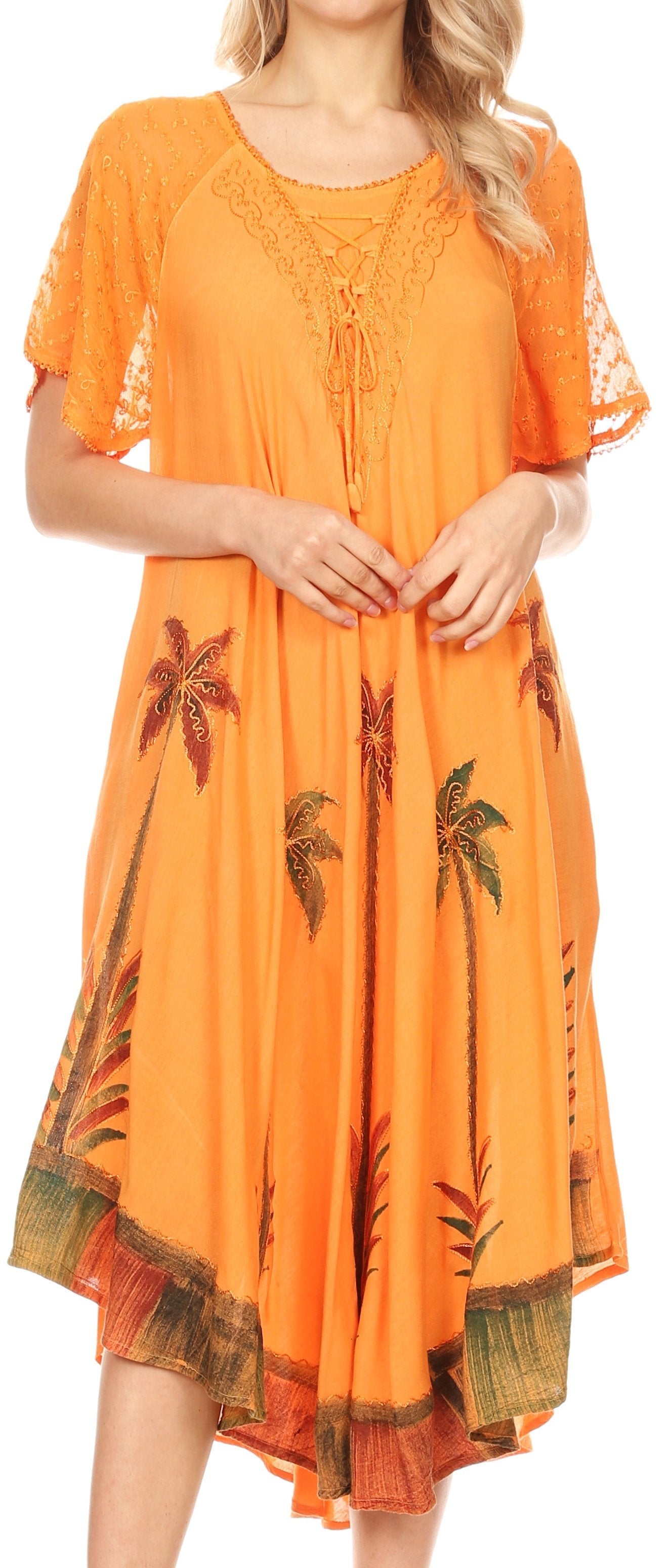 Sakkas Kai Palm Tree Caftan Tank Dress / Cover Up - Concordia Style Boutique