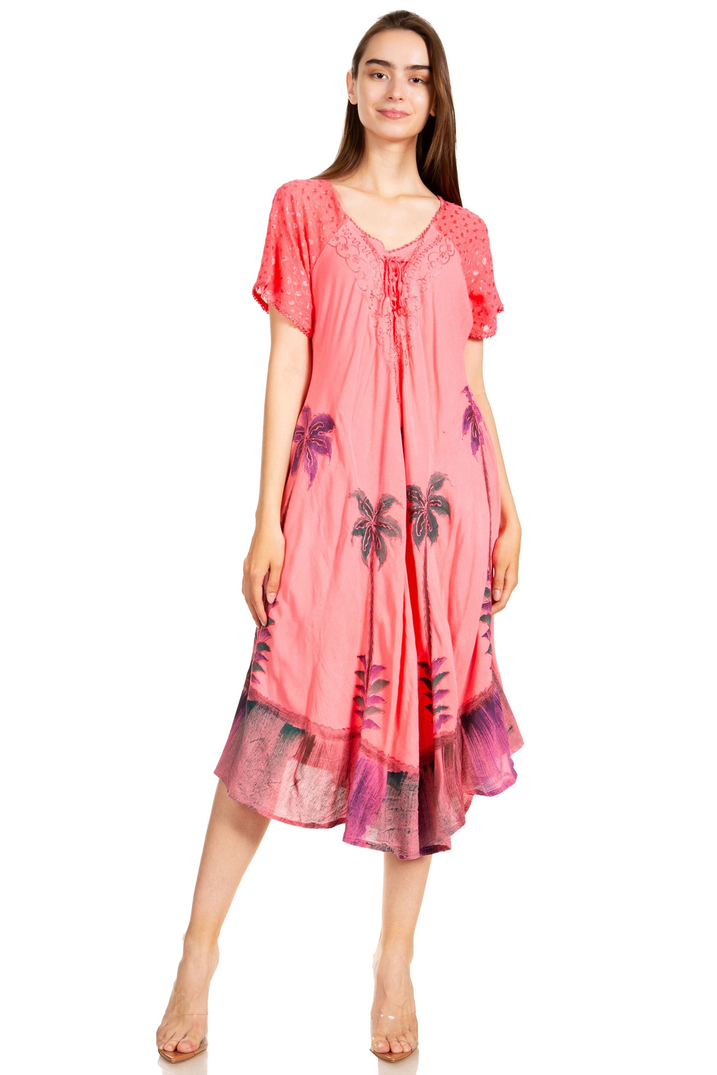 Sakkas Kai Palm Tree Caftan Tank Dress / Cover Up - Concordia Style Boutique