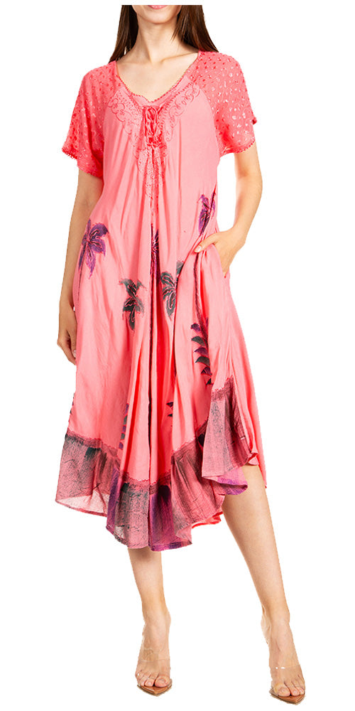 Sakkas Kai Palm Tree Caftan Tank Dress / Cover Up - Concordia Style Boutique
