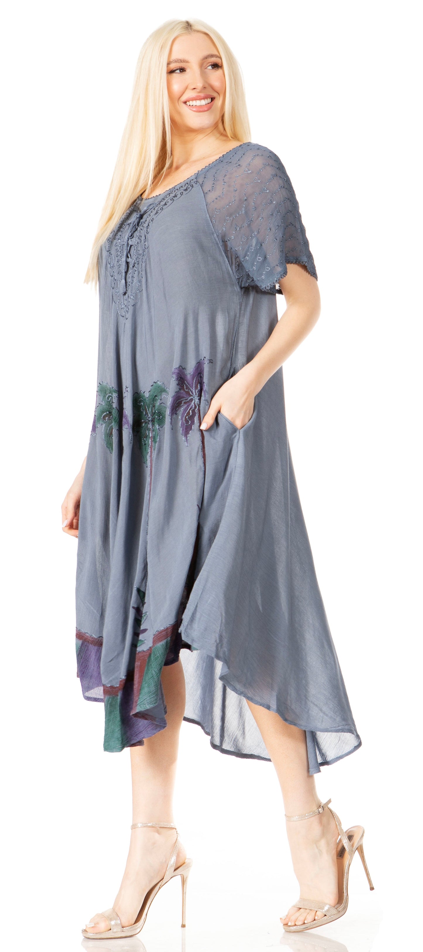 Sakkas Kai Palm Tree Caftan Tank Dress / Cover Up - Concordia Style Boutique