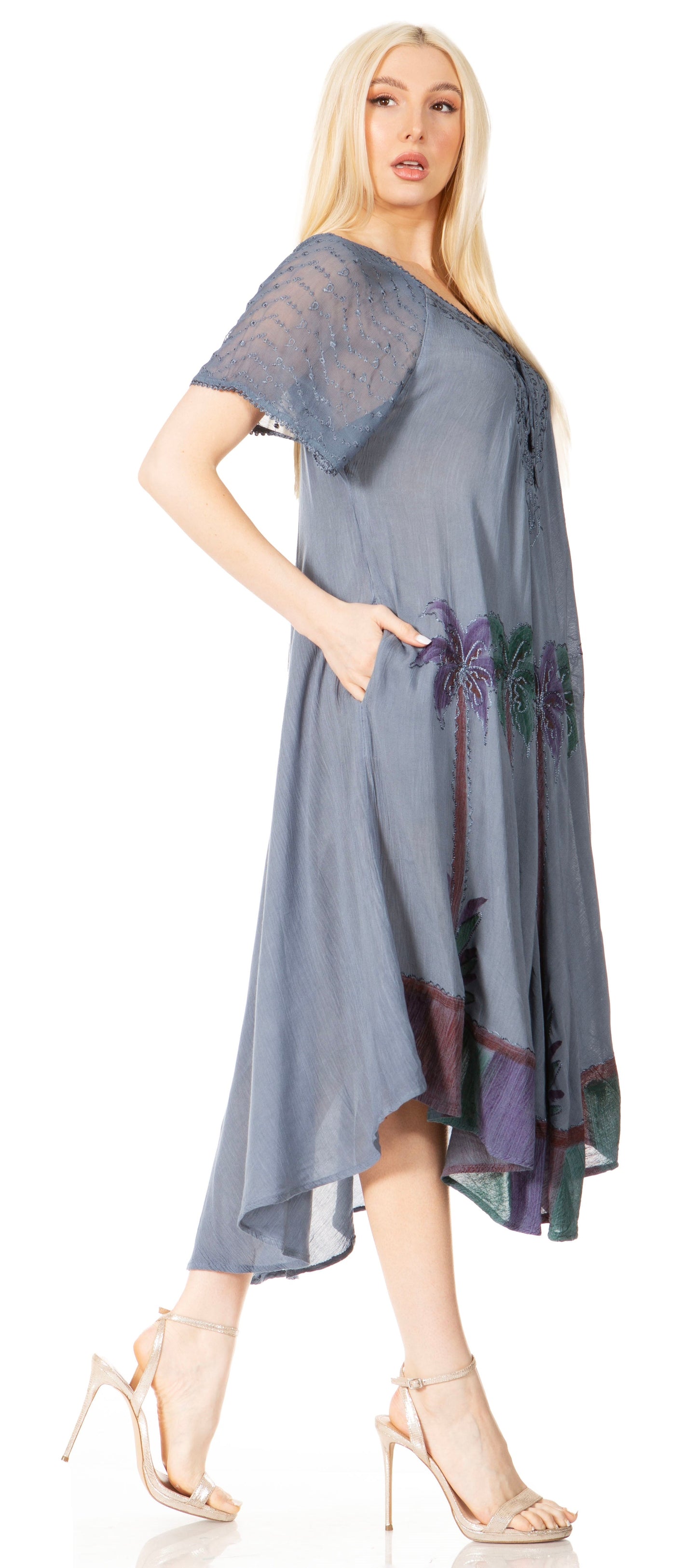 Sakkas Kai Palm Tree Caftan Tank Dress / Cover Up - Concordia Style Boutique