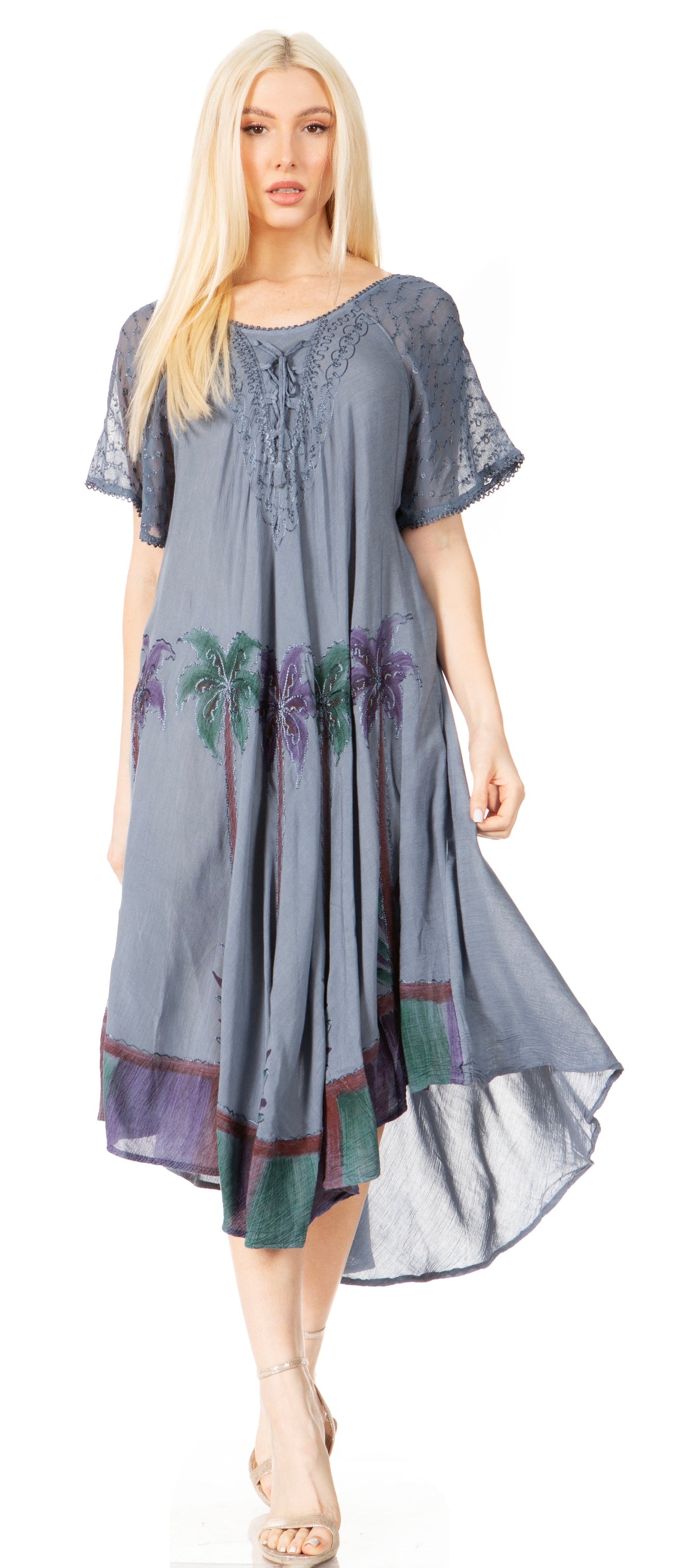 Sakkas Kai Palm Tree Caftan Tank Dress / Cover Up - Concordia Style Boutique