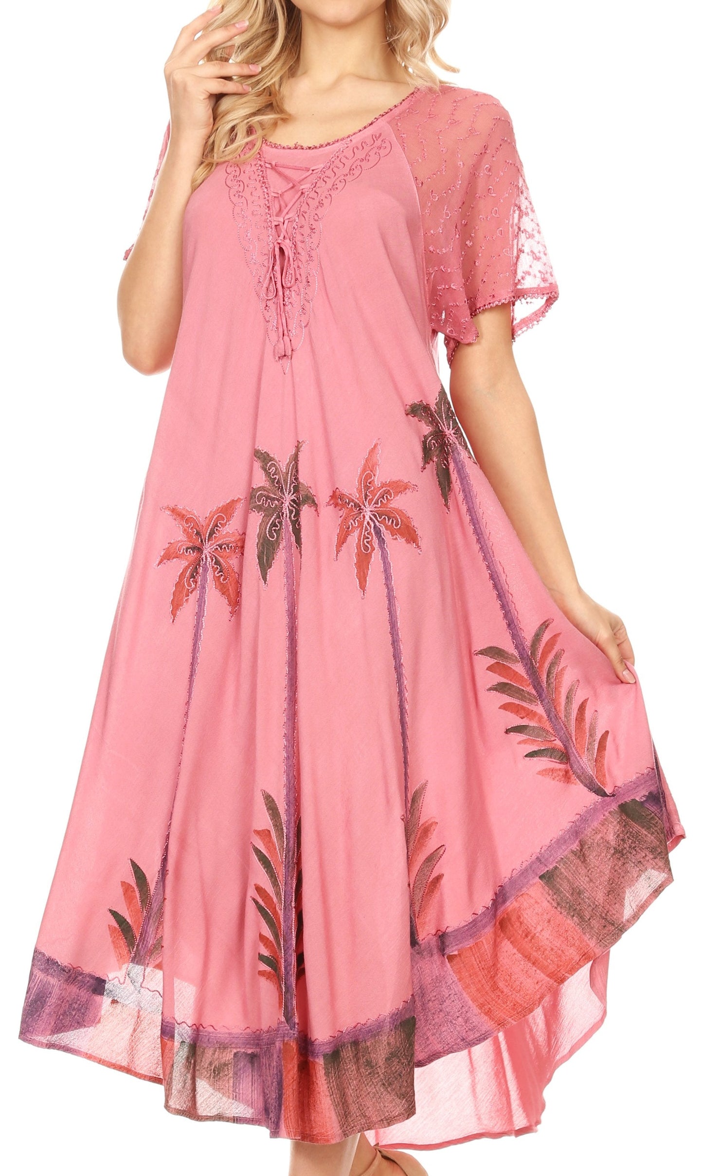 Sakkas Kai Palm Tree Caftan Tank Dress / Cover Up - Concordia Style Boutique