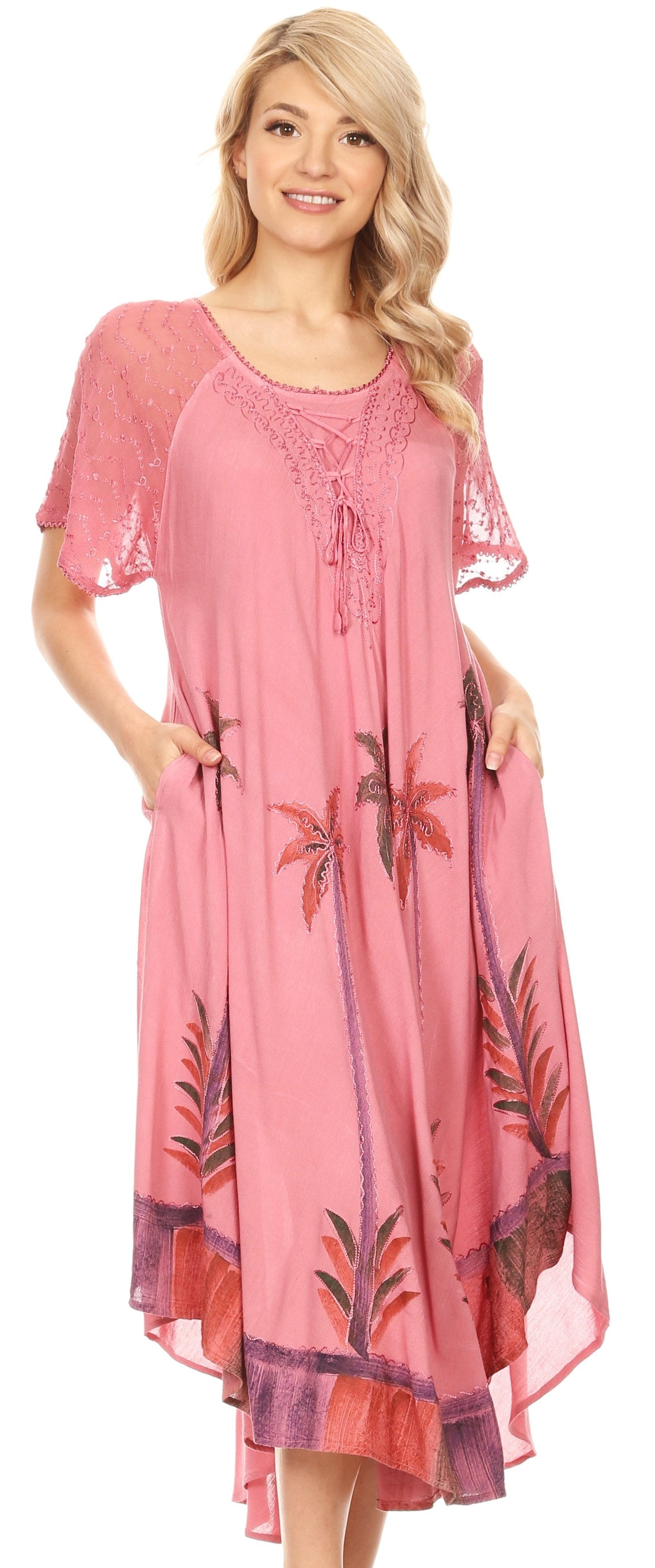 Sakkas Kai Palm Tree Caftan Tank Dress / Cover Up - Concordia Style Boutique