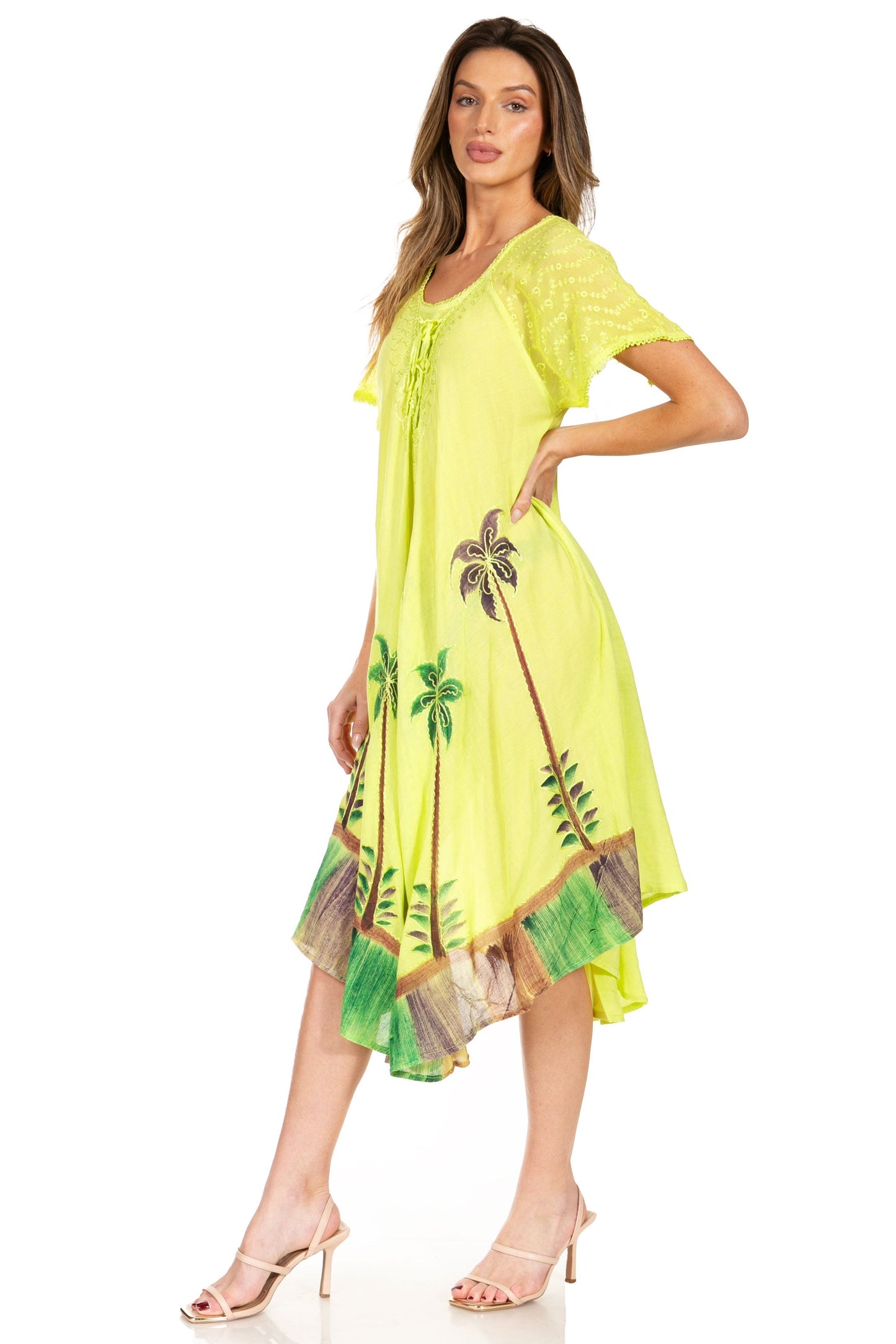 Sakkas Kai Palm Tree Caftan Tank Dress / Cover Up - Concordia Style Boutique