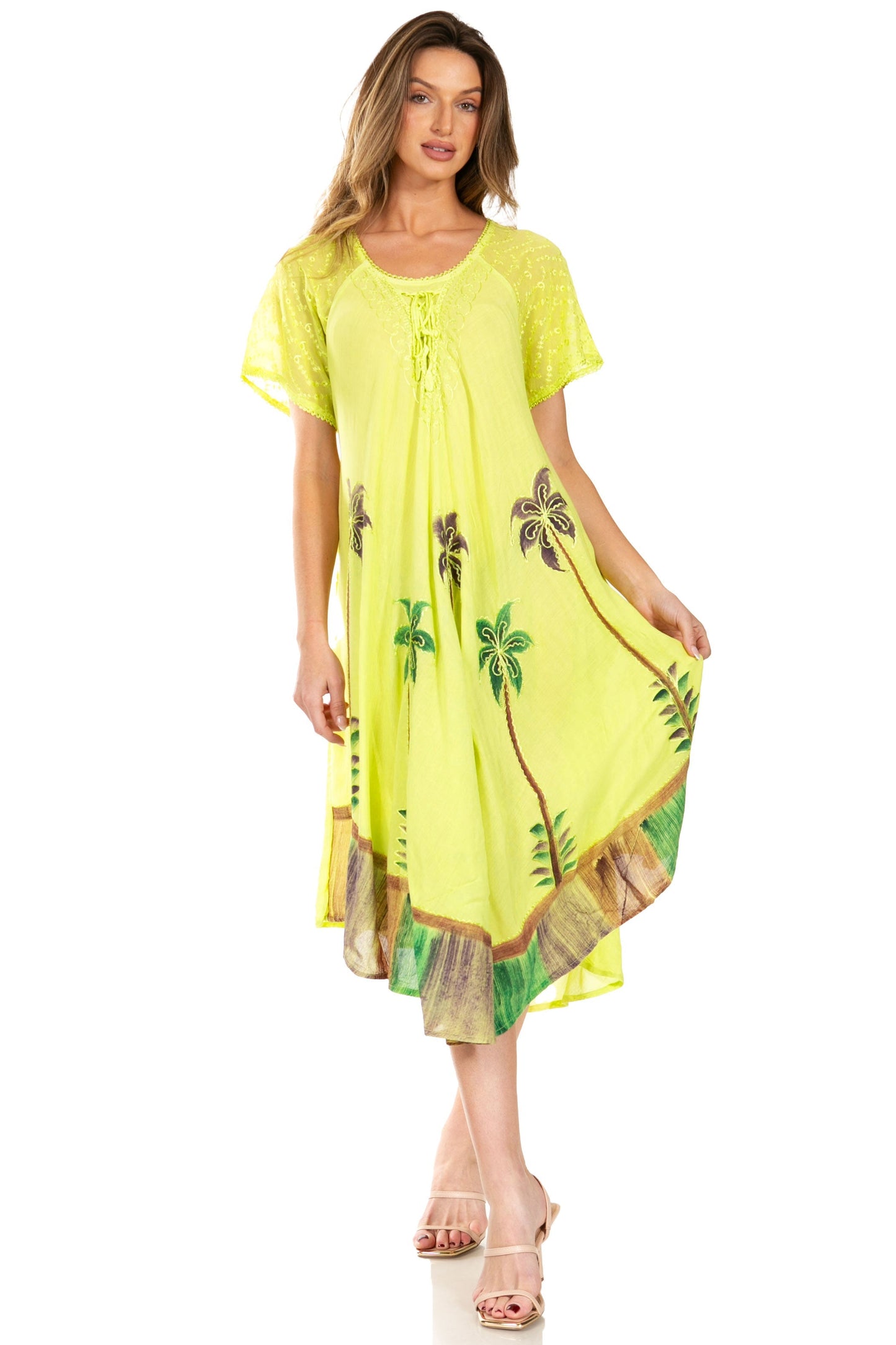 Sakkas Kai Palm Tree Caftan Tank Dress / Cover Up - Concordia Style Boutique