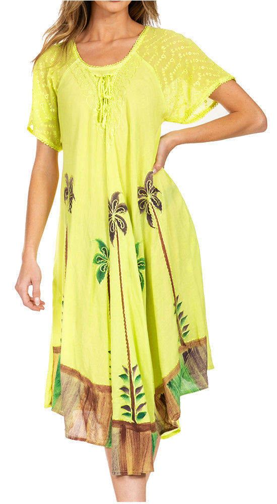 Sakkas Kai Palm Tree Caftan Tank Dress / Cover Up - Concordia Style Boutique