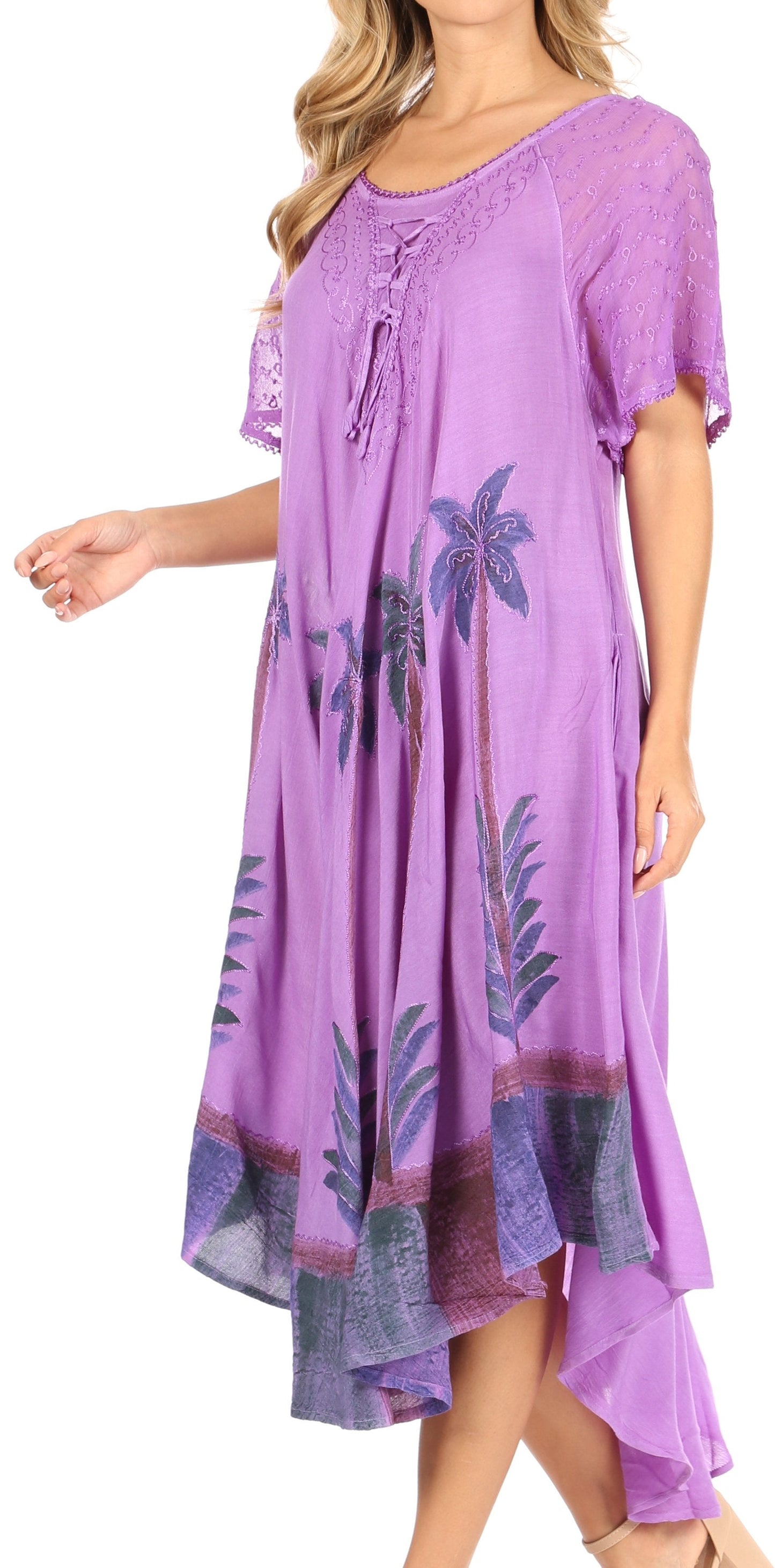 Sakkas Kai Palm Tree Caftan Tank Dress / Cover Up - Concordia Style Boutique