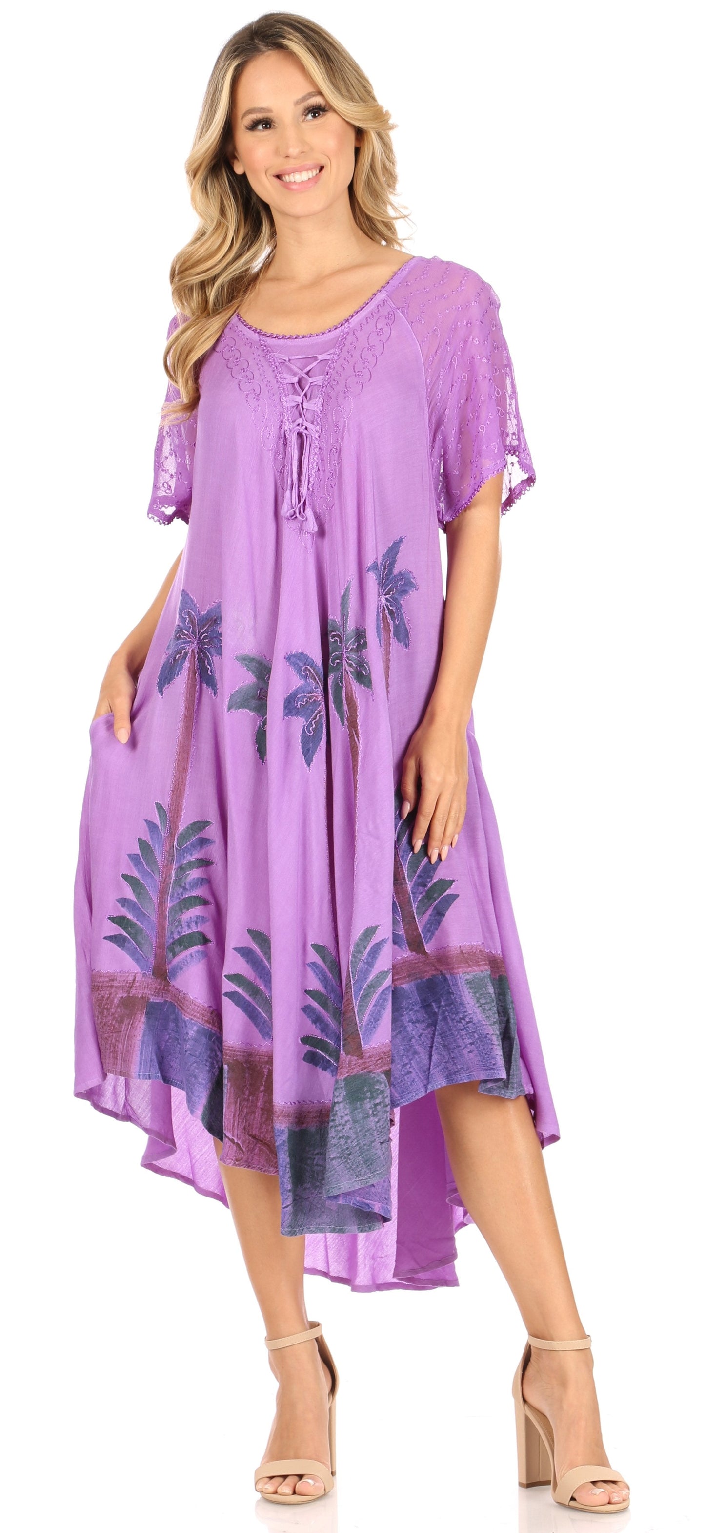 Sakkas Kai Palm Tree Caftan Tank Dress / Cover Up - Concordia Style Boutique