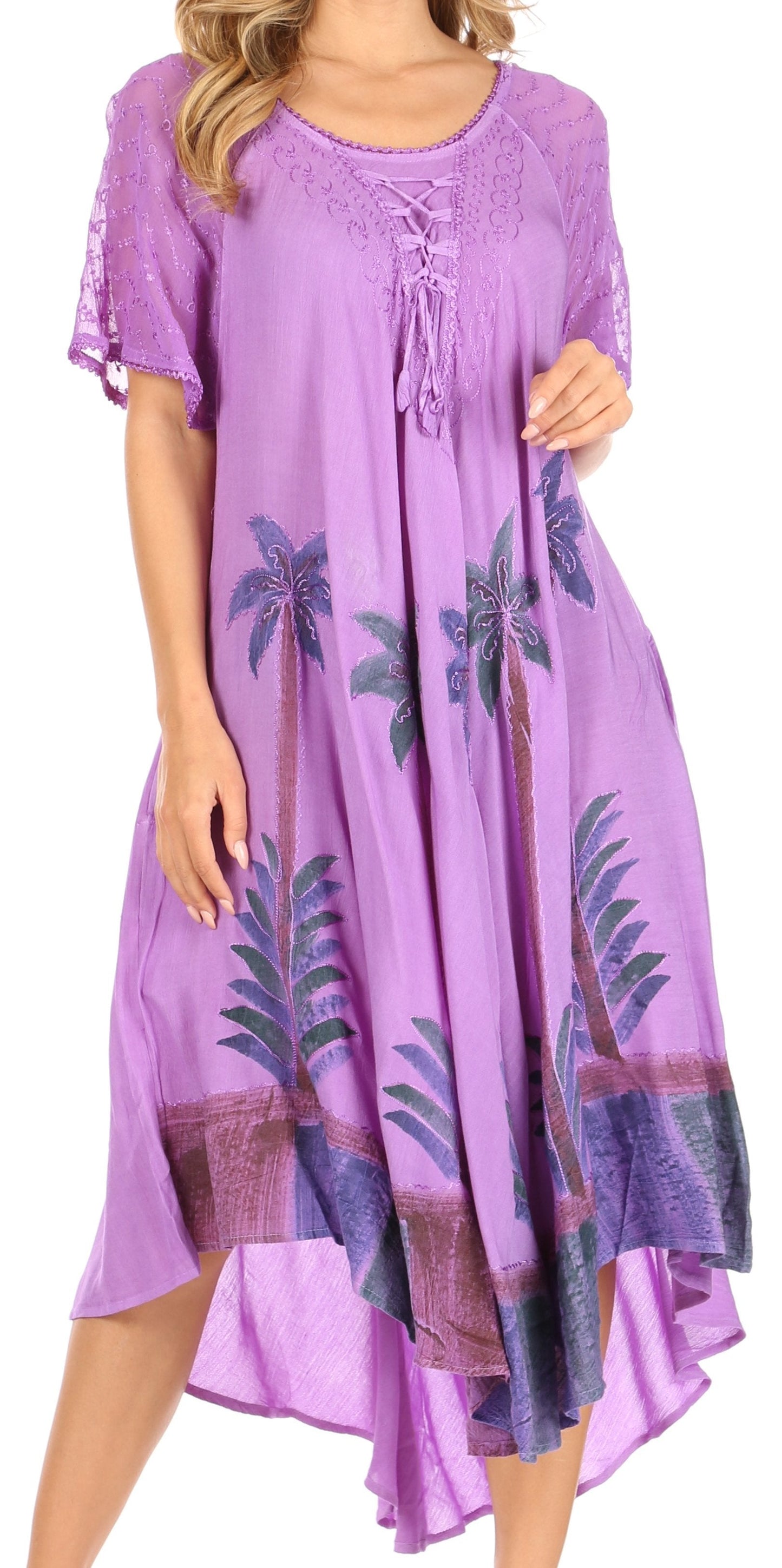 Sakkas Kai Palm Tree Caftan Tank Dress / Cover Up - Concordia Style Boutique