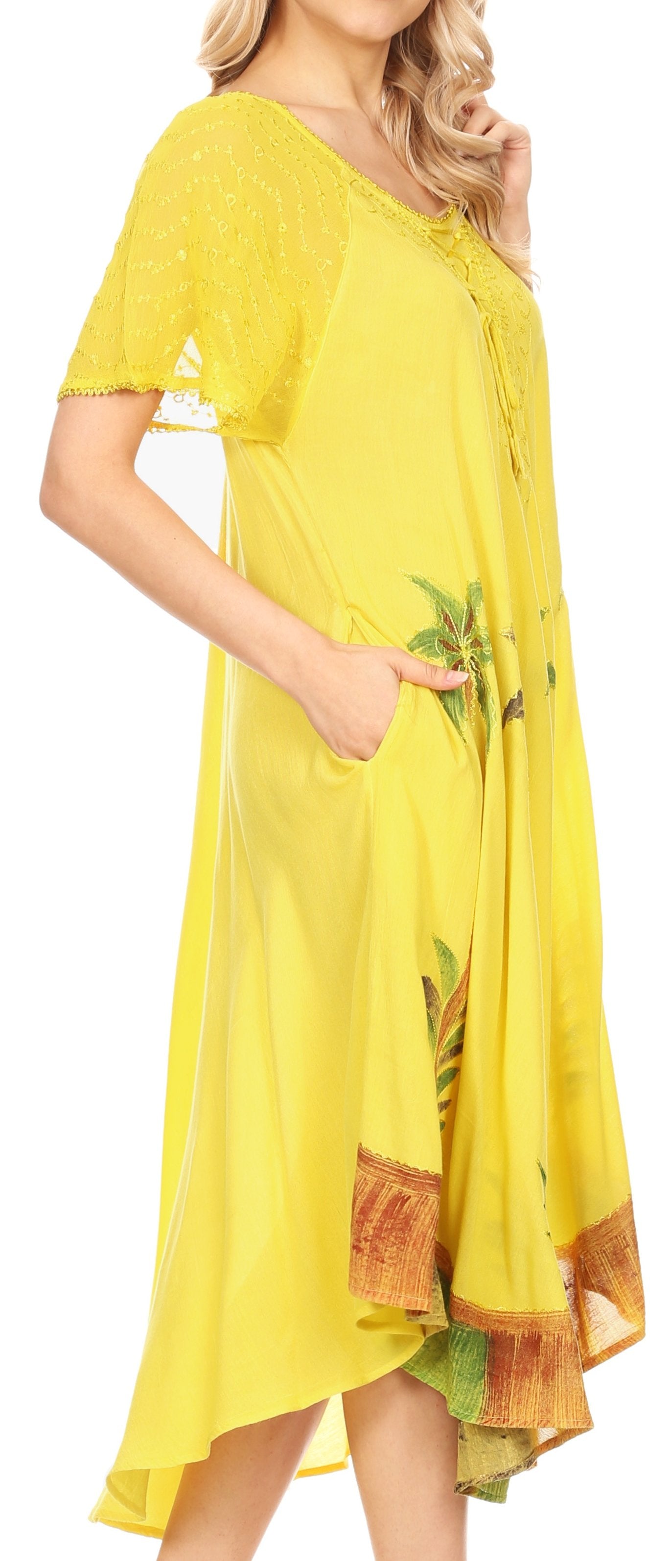 Sakkas Kai Palm Tree Caftan Tank Dress / Cover Up - Concordia Style Boutique