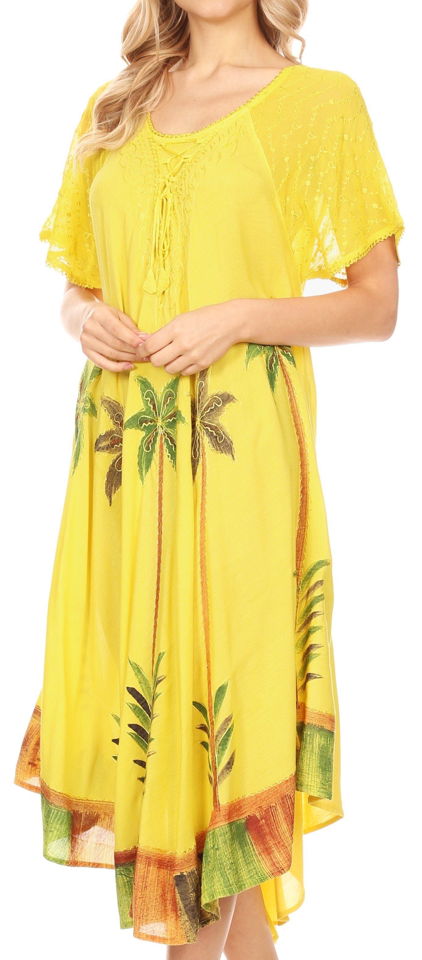 Sakkas Kai Palm Tree Caftan Tank Dress / Cover Up - Concordia Style Boutique