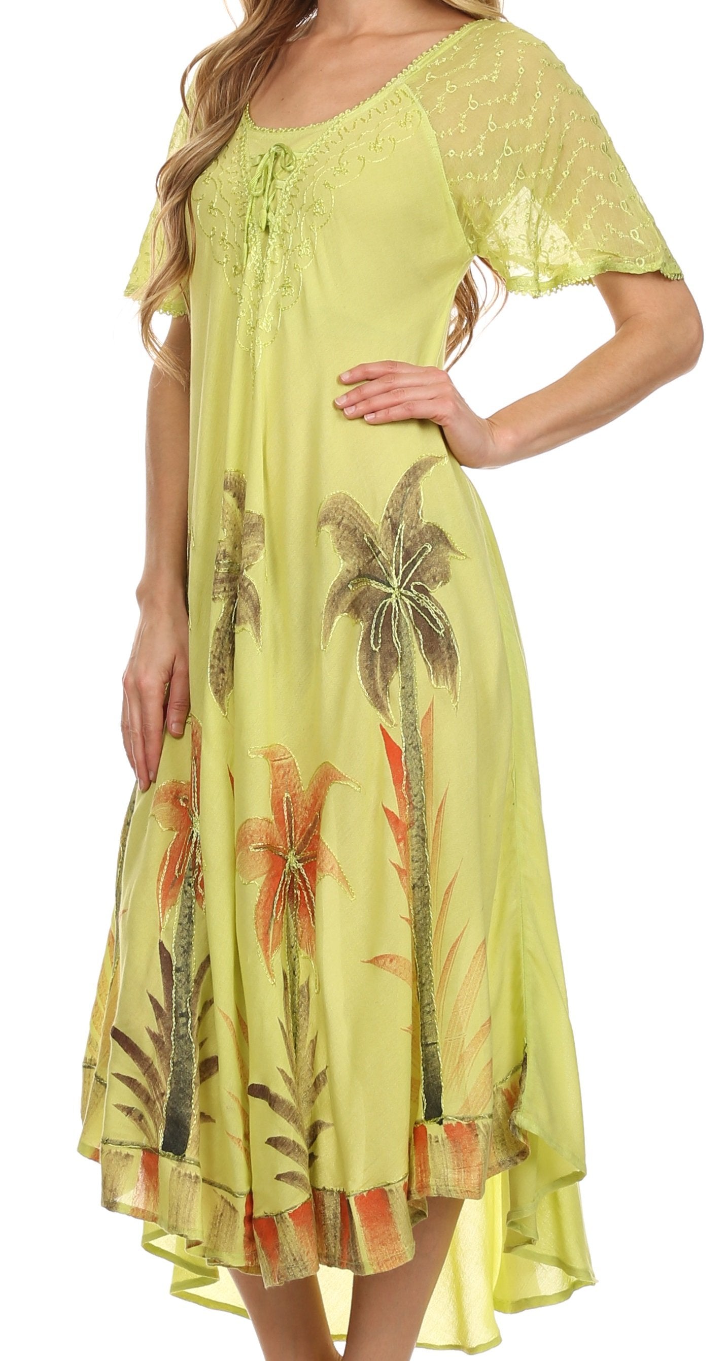 Sakkas Kai Palm Tree Caftan Tank Dress / Cover Up - Concordia Style Boutique
