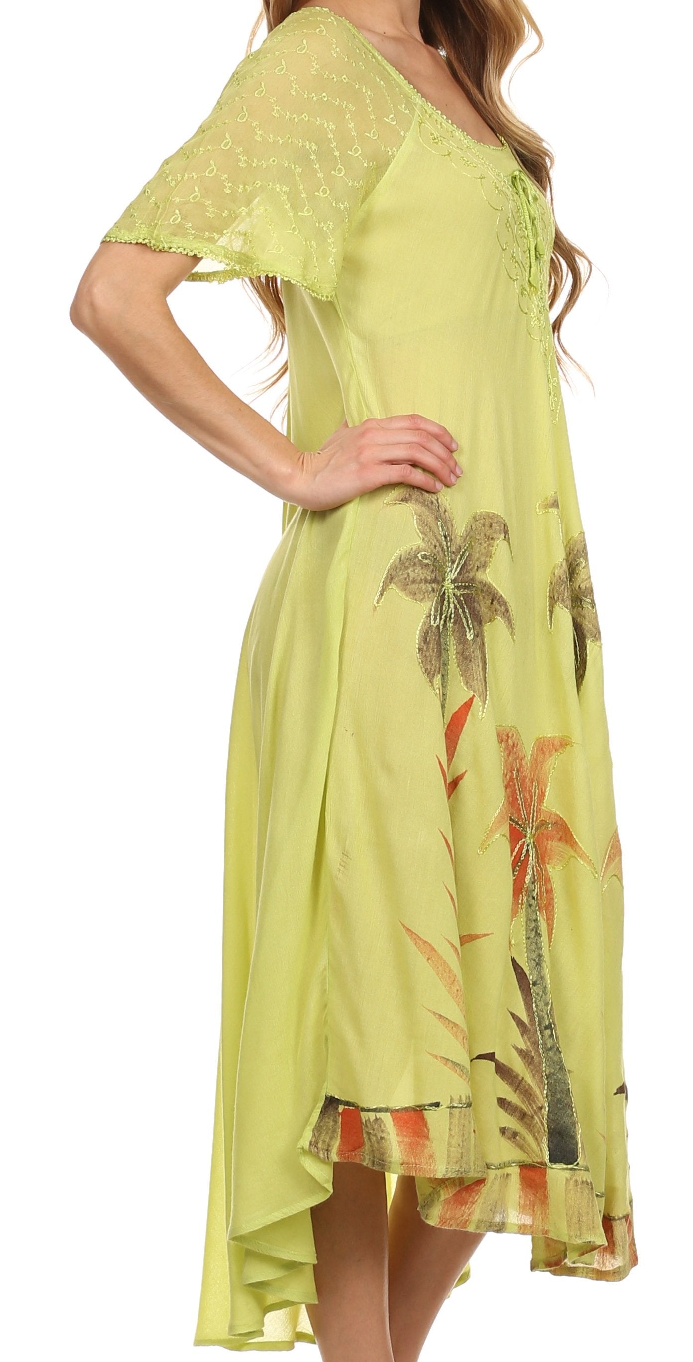 Sakkas Kai Palm Tree Caftan Tank Dress / Cover Up - Concordia Style Boutique