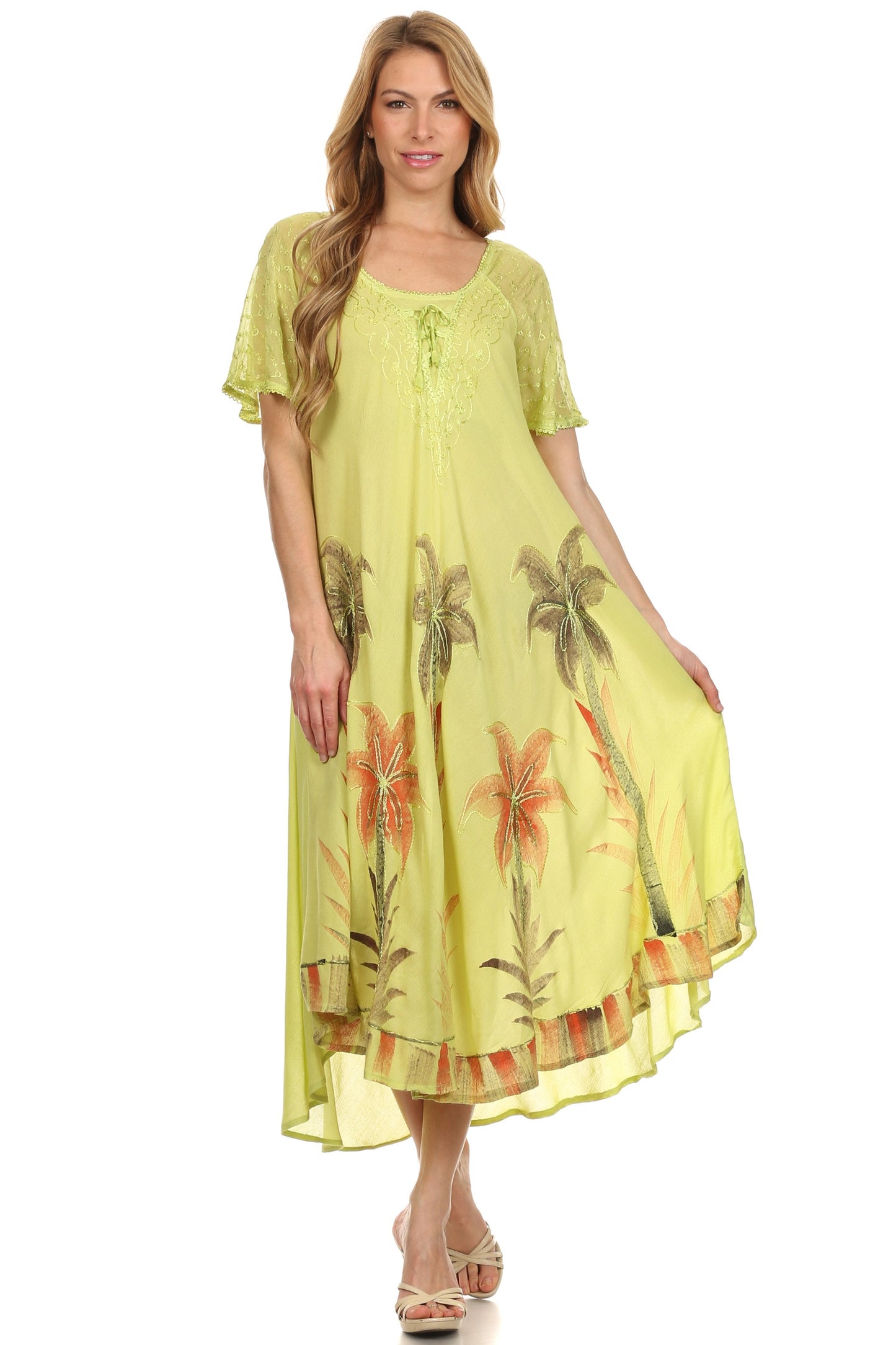 Sakkas Kai Palm Tree Caftan Tank Dress / Cover Up - Concordia Style Boutique
