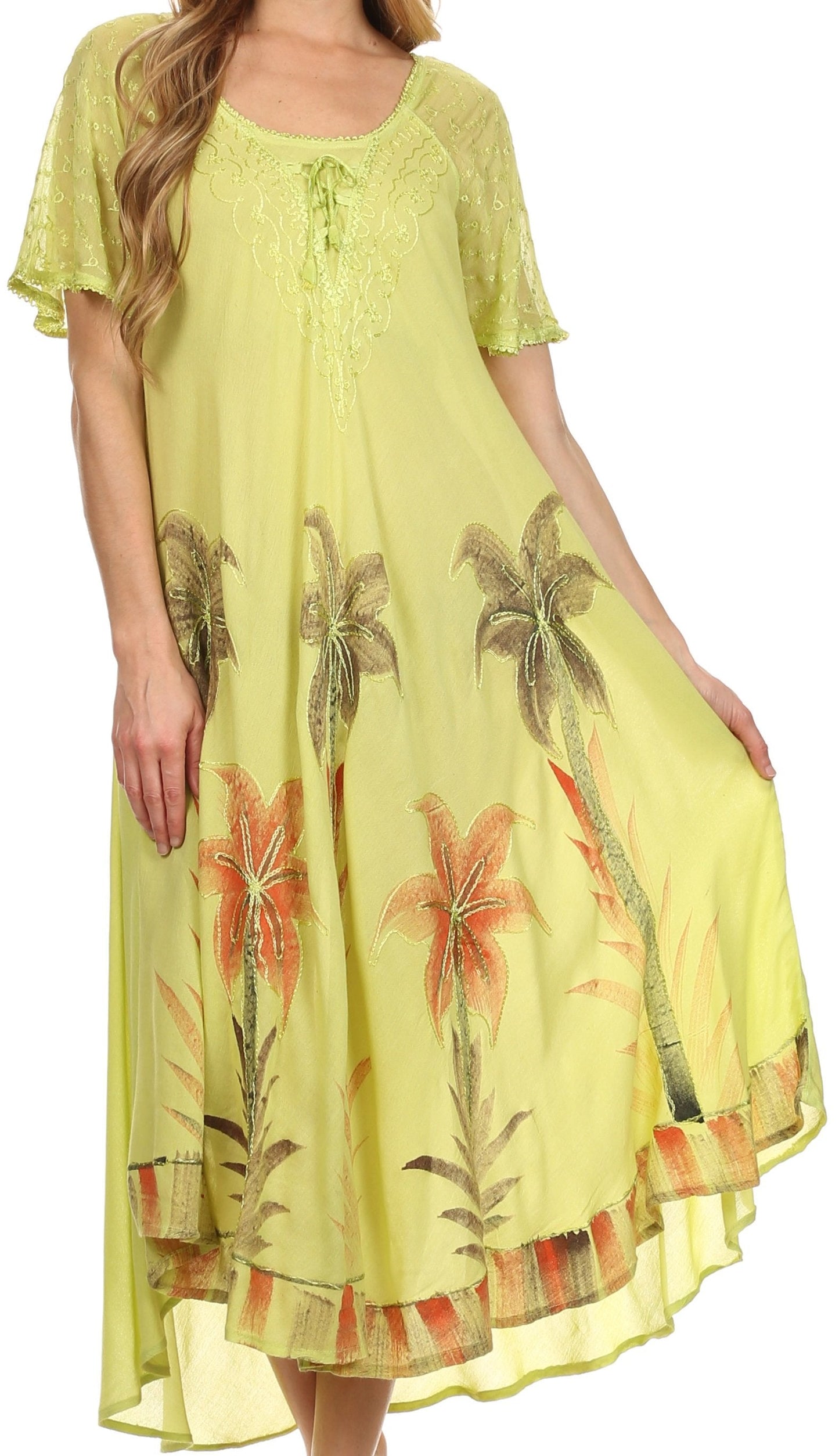 Sakkas Kai Palm Tree Caftan Tank Dress / Cover Up - Concordia Style Boutique