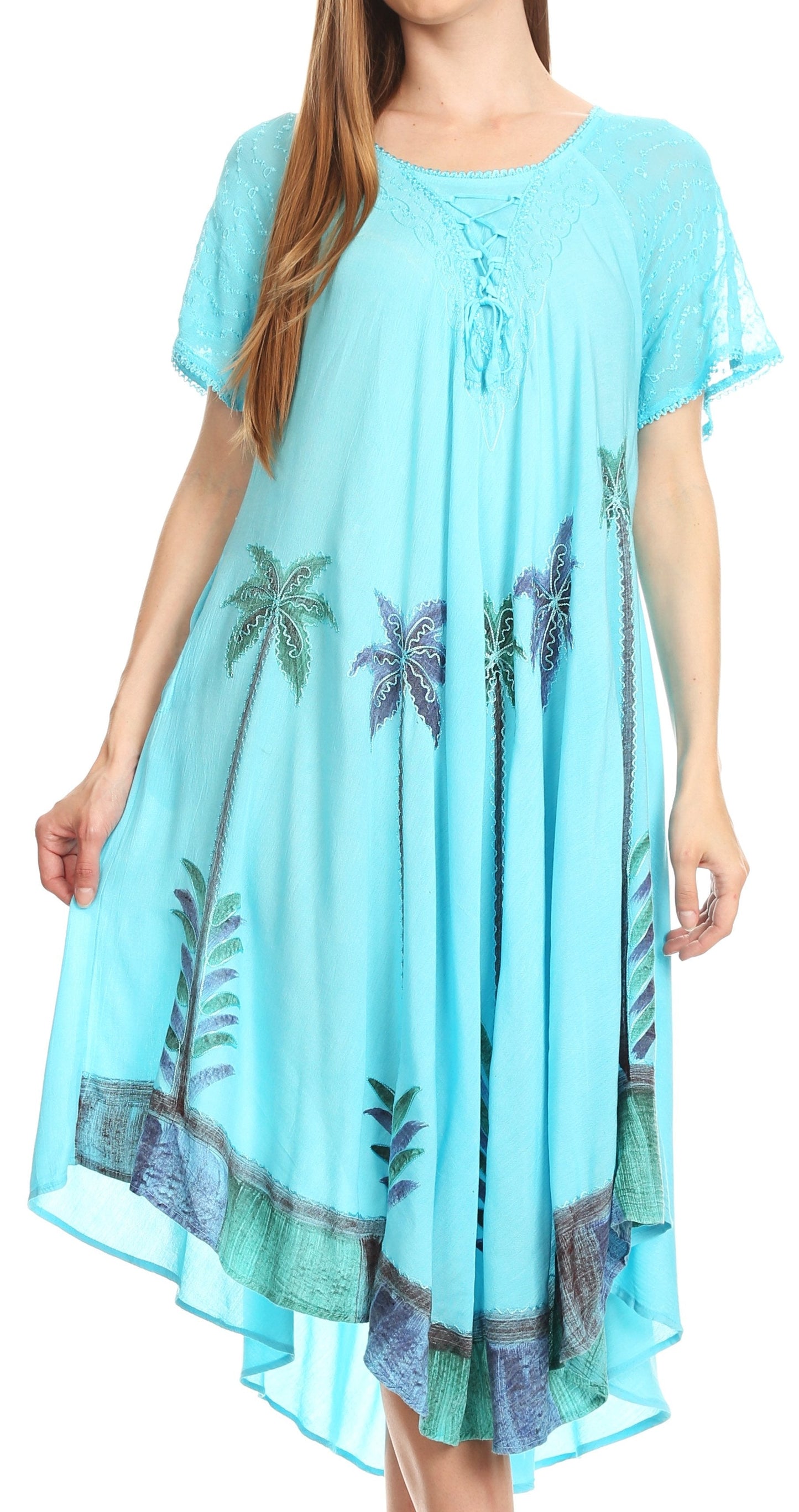 Sakkas Kai Palm Tree Caftan Tank Dress / Cover Up - Concordia Style Boutique