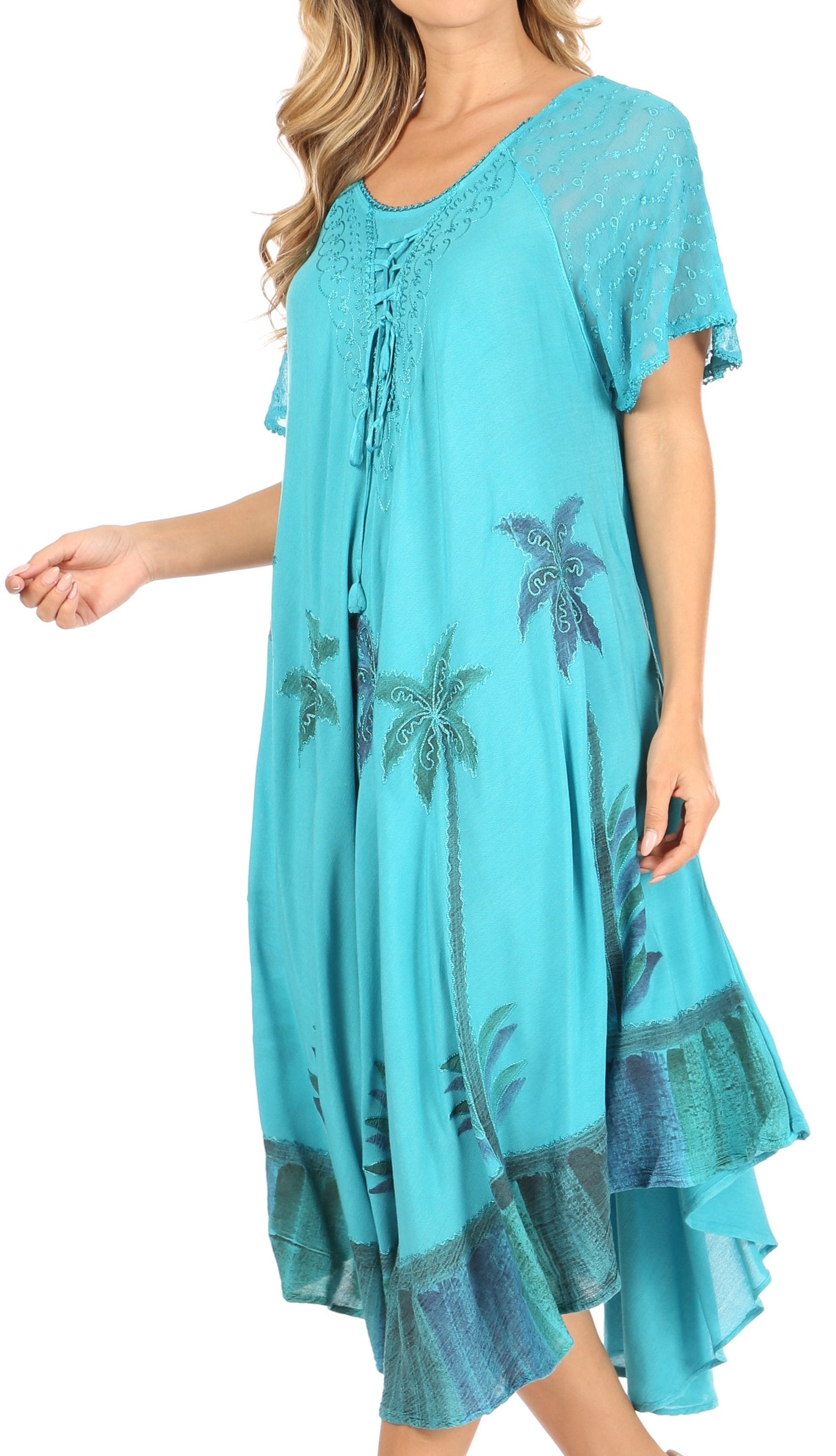 Sakkas Kai Palm Tree Caftan Tank Dress / Cover Up - Concordia Style Boutique