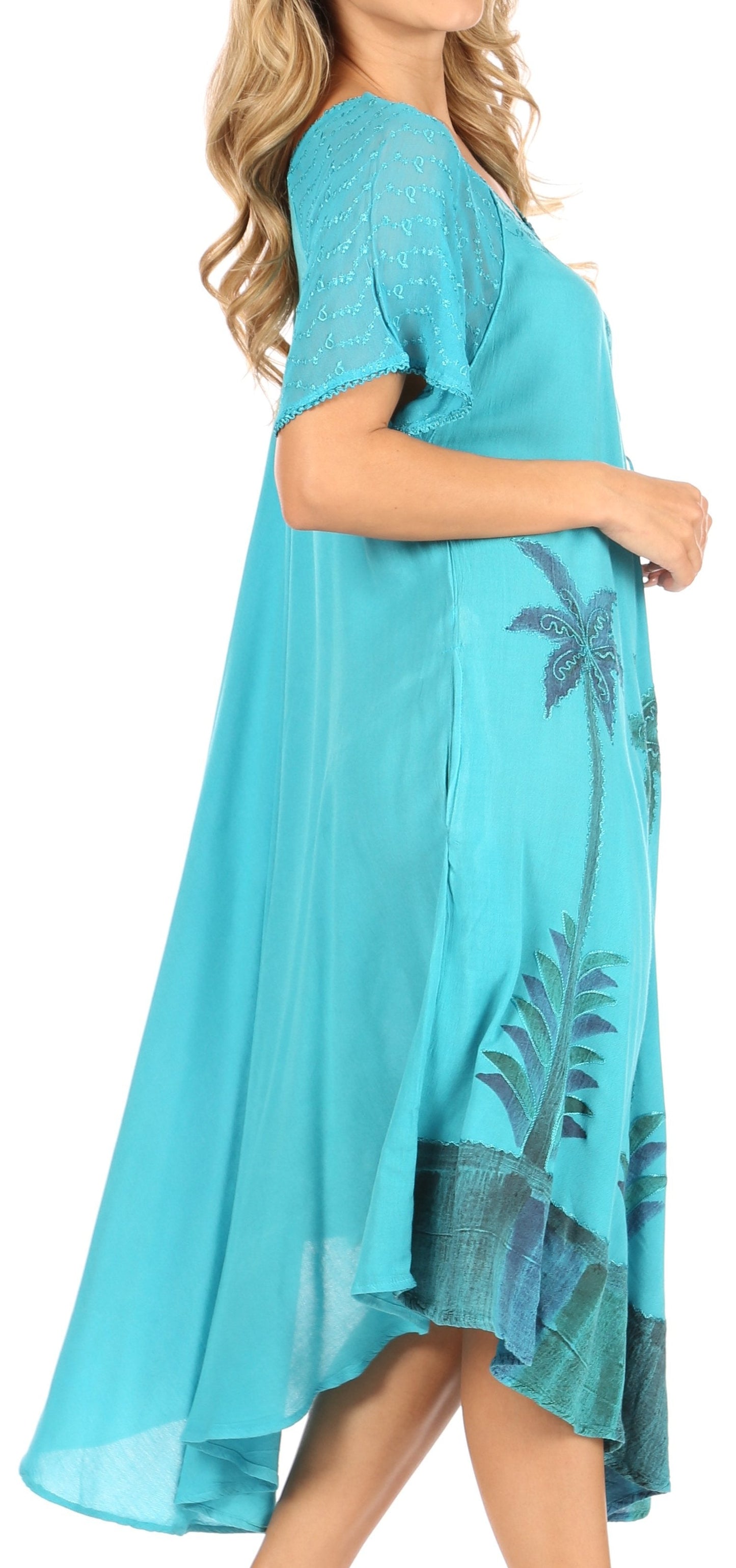 Sakkas Kai Palm Tree Caftan Tank Dress / Cover Up - Concordia Style Boutique
