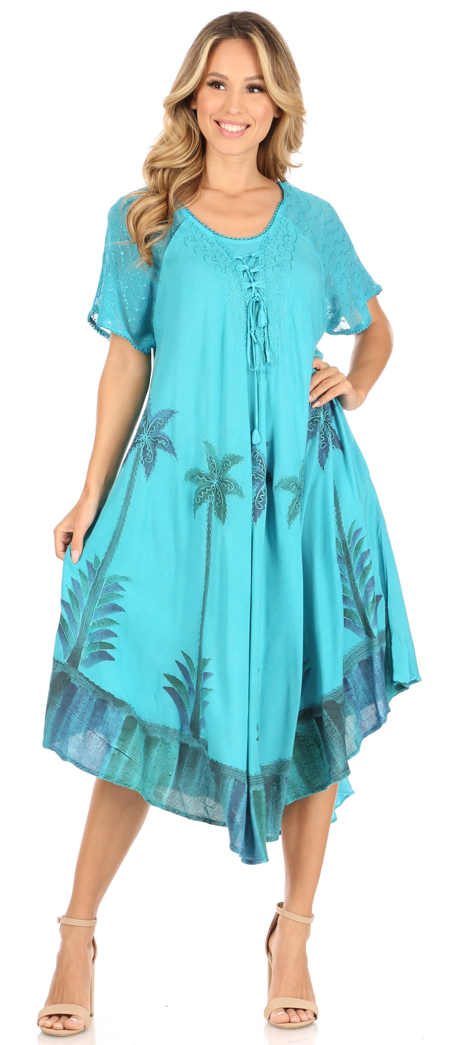 Sakkas Kai Palm Tree Caftan Tank Dress / Cover Up - Concordia Style Boutique