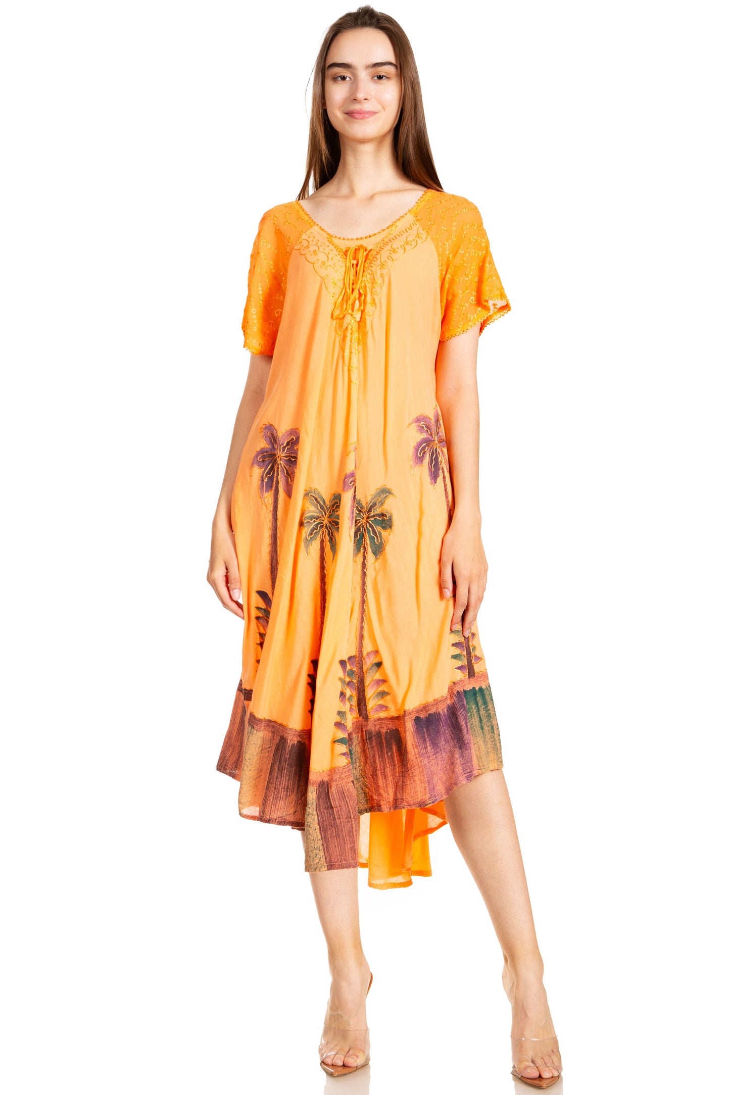 Sakkas Kai Palm Tree Caftan Tank Dress / Cover Up - Concordia Style Boutique