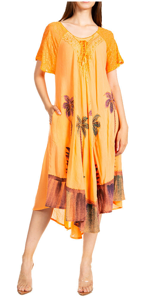 Sakkas Kai Palm Tree Caftan Tank Dress / Cover Up - Concordia Style Boutique