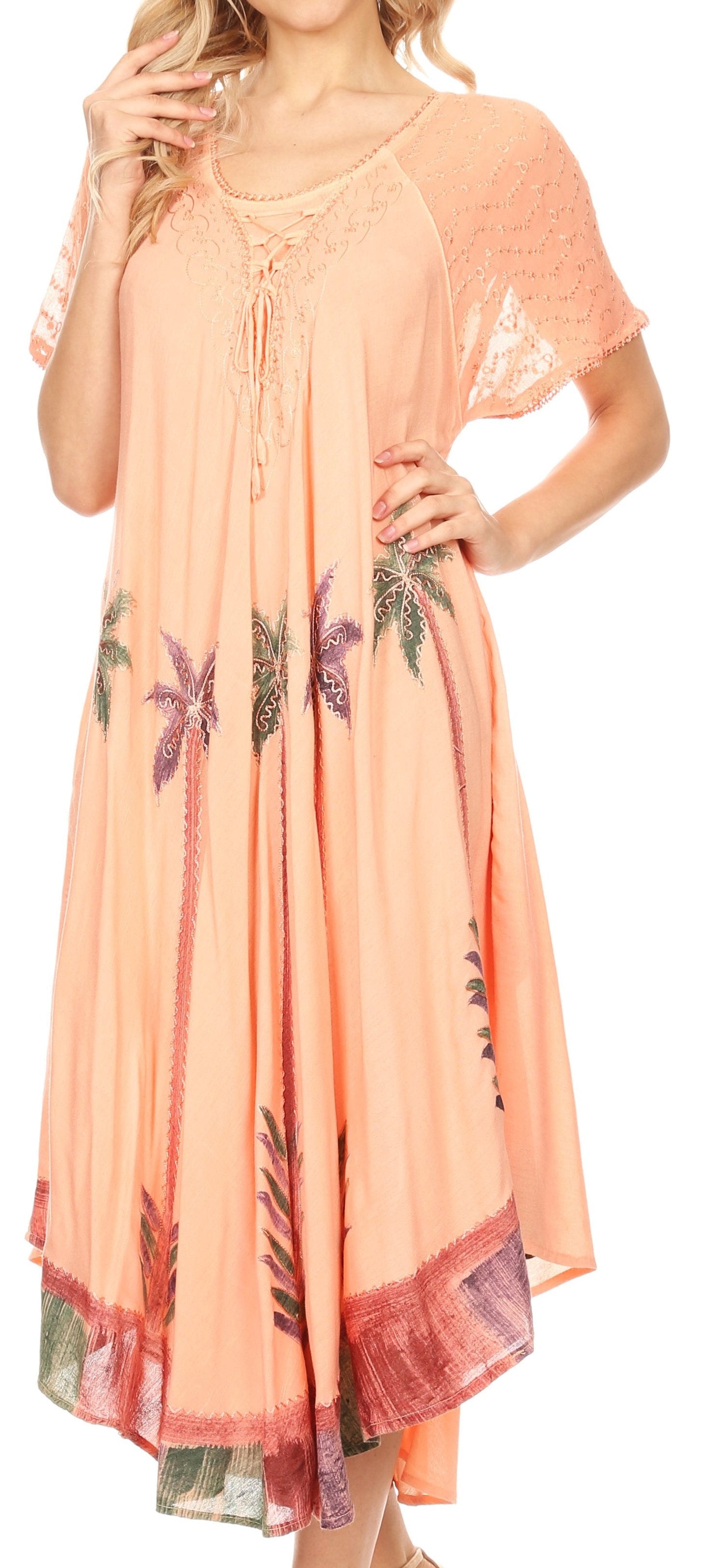 Sakkas Kai Palm Tree Caftan Tank Dress / Cover Up - Concordia Style Boutique
