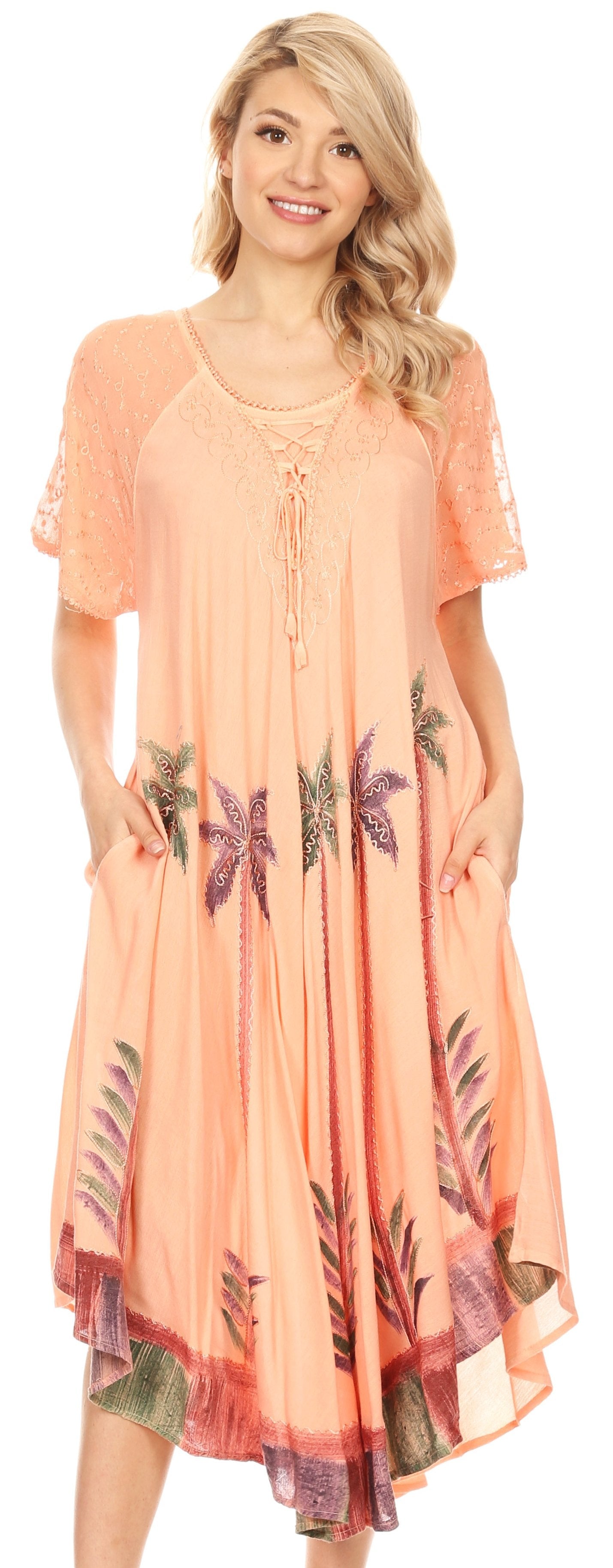 Sakkas Kai Palm Tree Caftan Tank Dress / Cover Up - Concordia Style Boutique