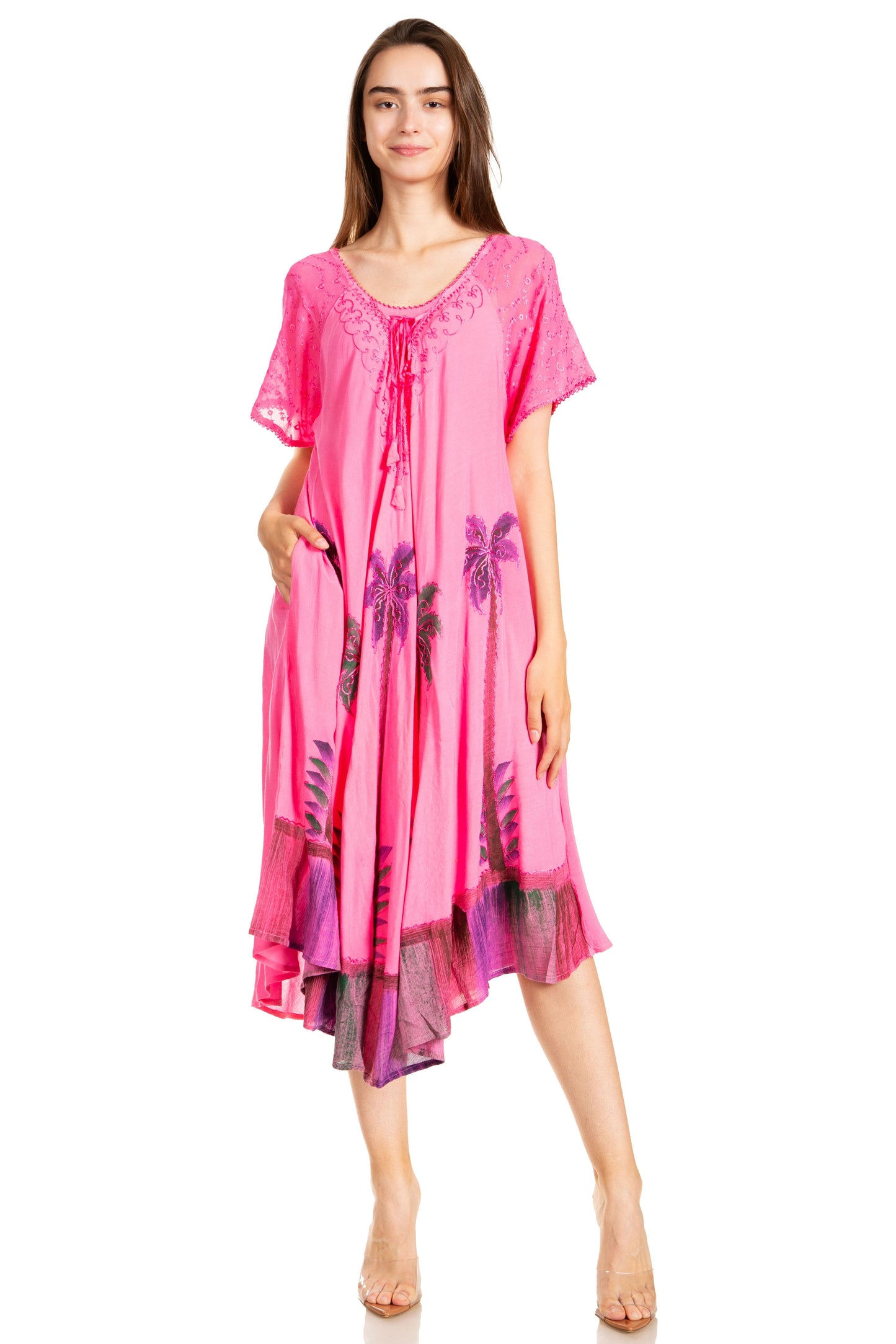 Sakkas Kai Palm Tree Caftan Tank Dress / Cover Up - Concordia Style Boutique
