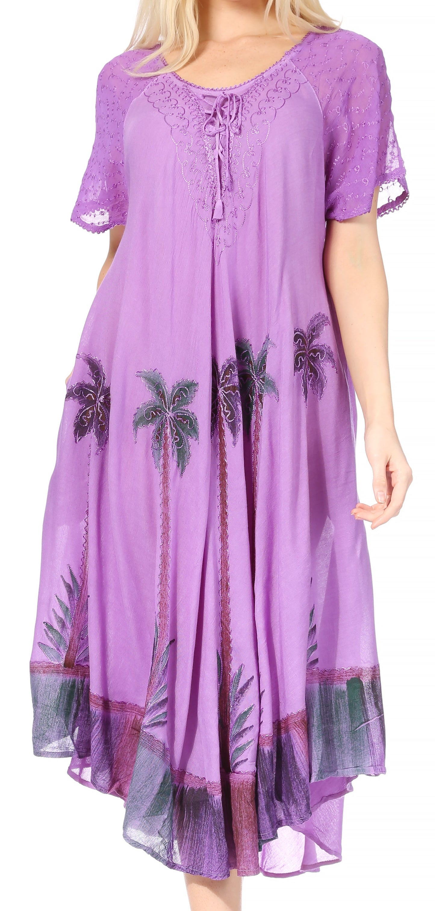 Sakkas Kai Palm Tree Caftan Tank Dress / Cover Up - Concordia Style Boutique