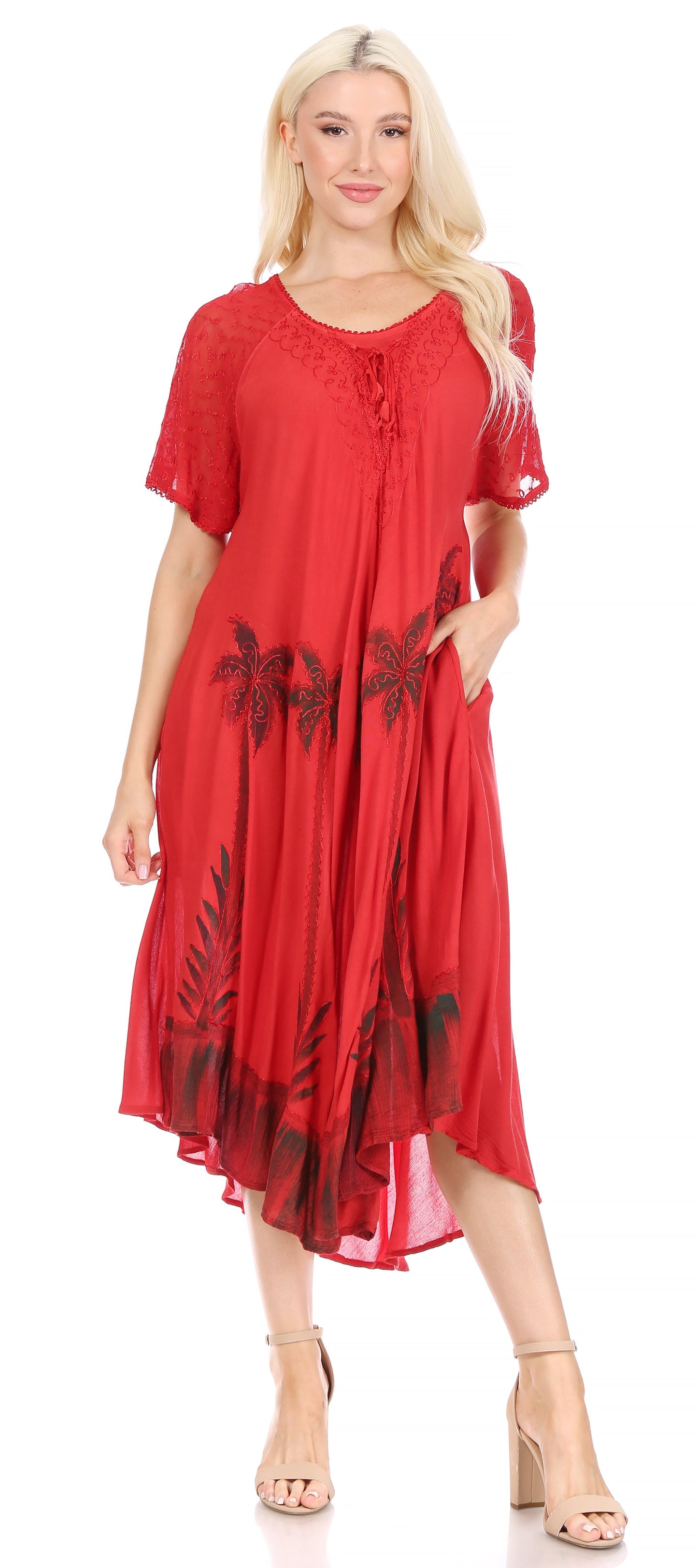 Sakkas Kai Palm Tree Caftan Tank Dress / Cover Up - Concordia Style Boutique