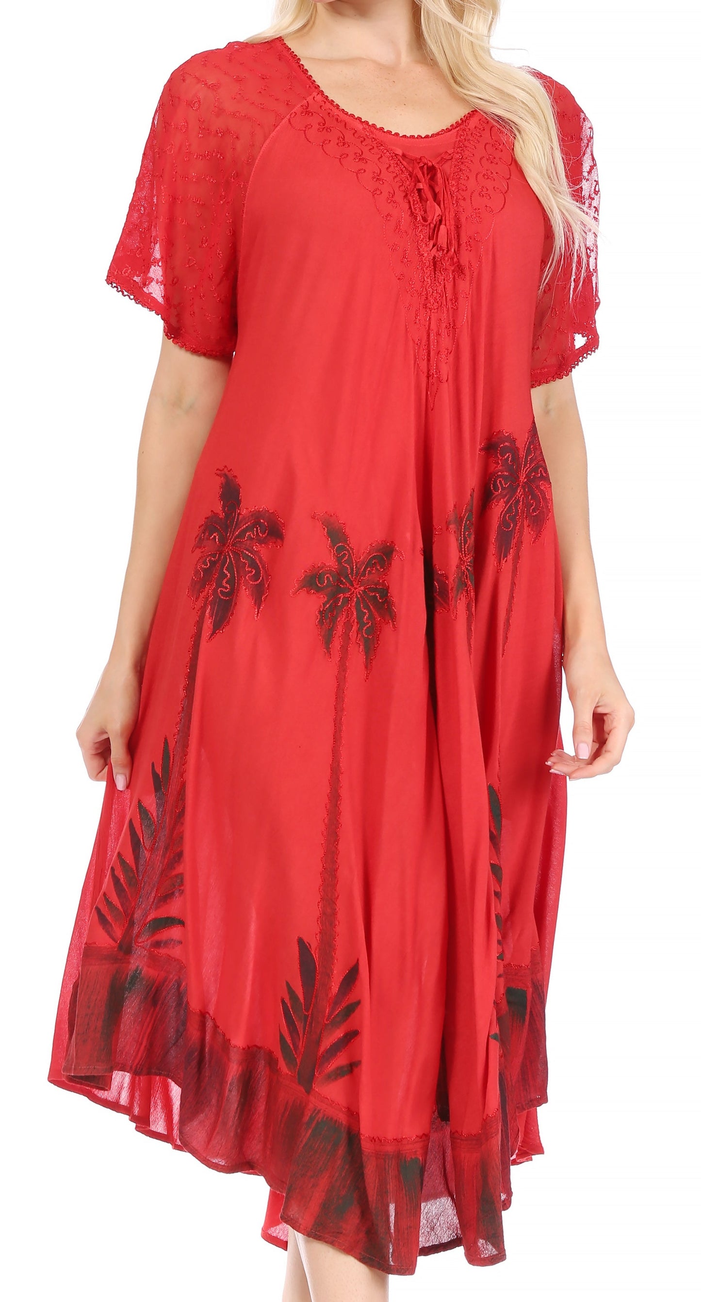 Sakkas Kai Palm Tree Caftan Tank Dress / Cover Up - Concordia Style Boutique