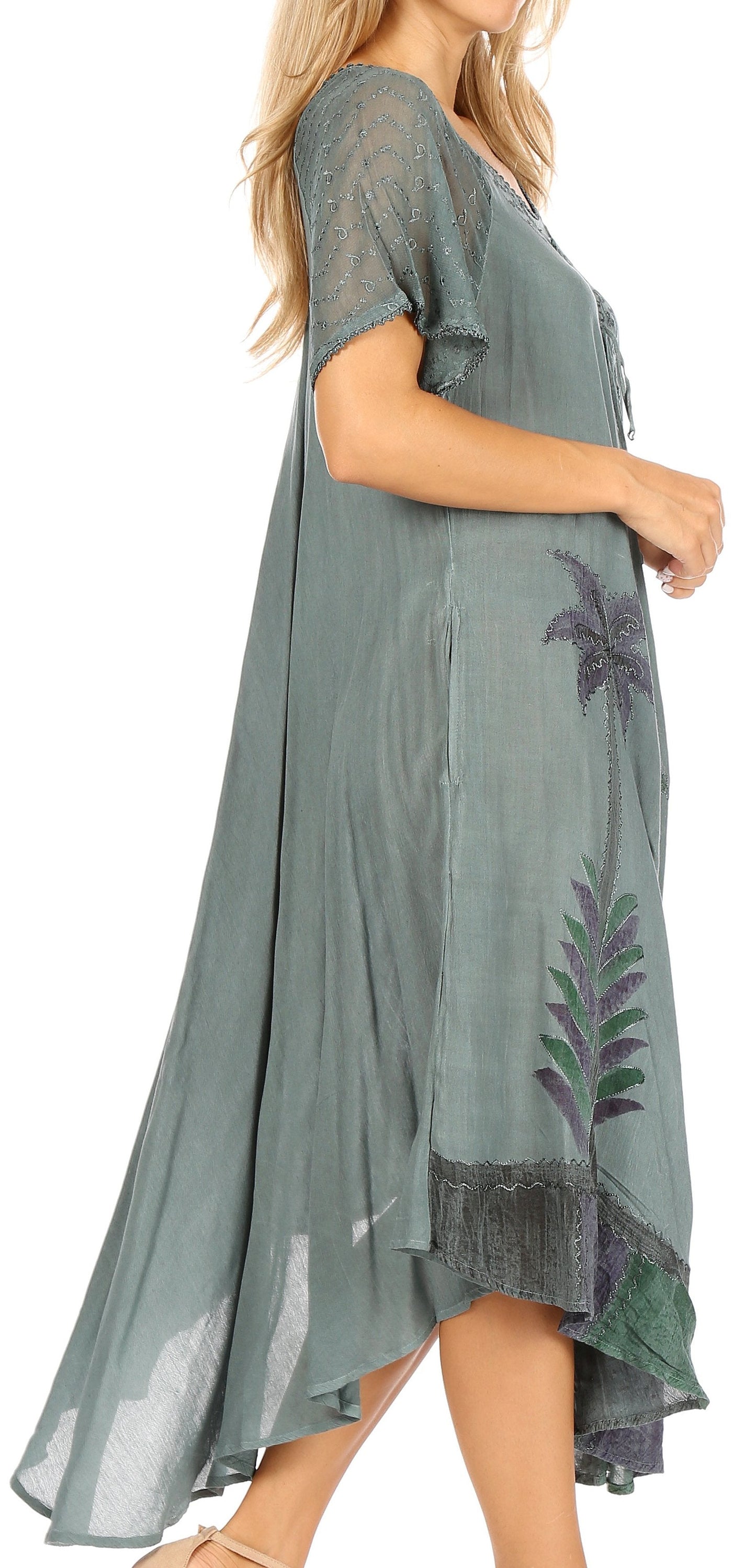 Sakkas Kai Palm Tree Caftan Tank Dress / Cover Up - Concordia Style Boutique