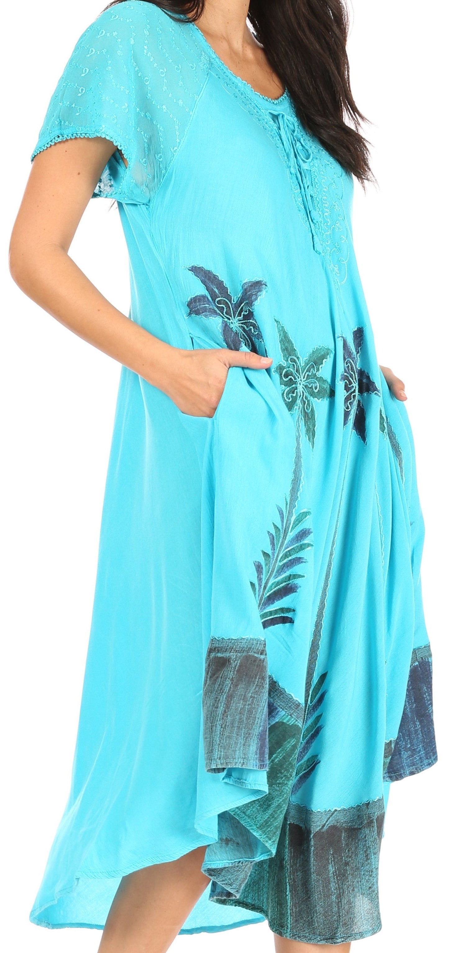 Sakkas Kai Palm Tree Caftan Tank Dress / Cover Up - Concordia Style Boutique