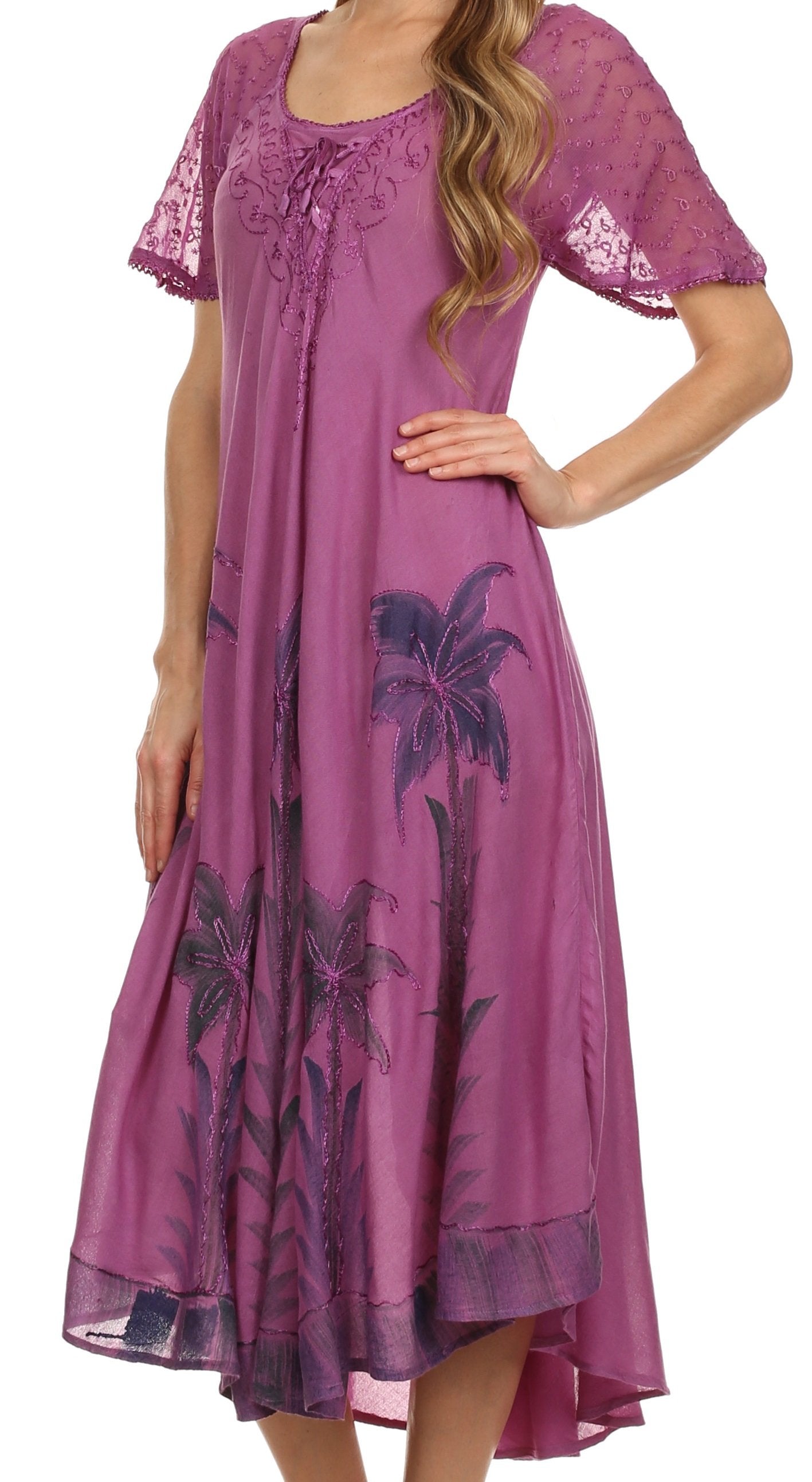 Sakkas Kai Palm Tree Caftan Tank Dress / Cover Up - Concordia Style Boutique