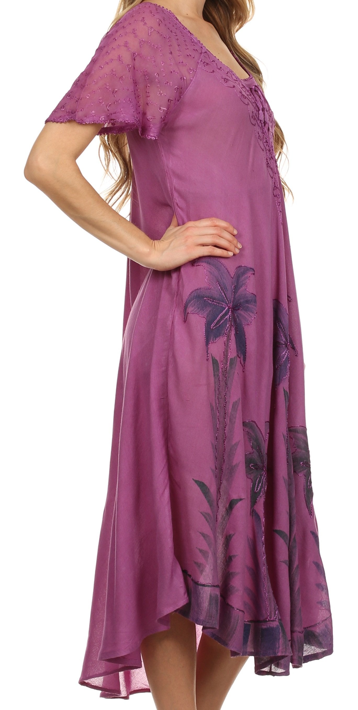 Sakkas Kai Palm Tree Caftan Tank Dress / Cover Up - Concordia Style Boutique